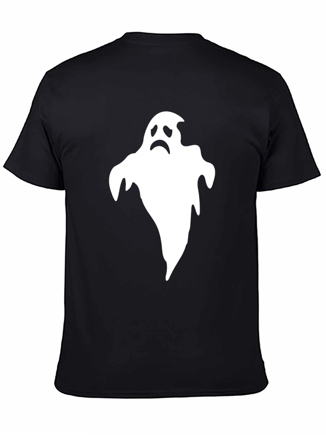 Sad Ghost Graphic T-Shirt - Black Halloween Tee