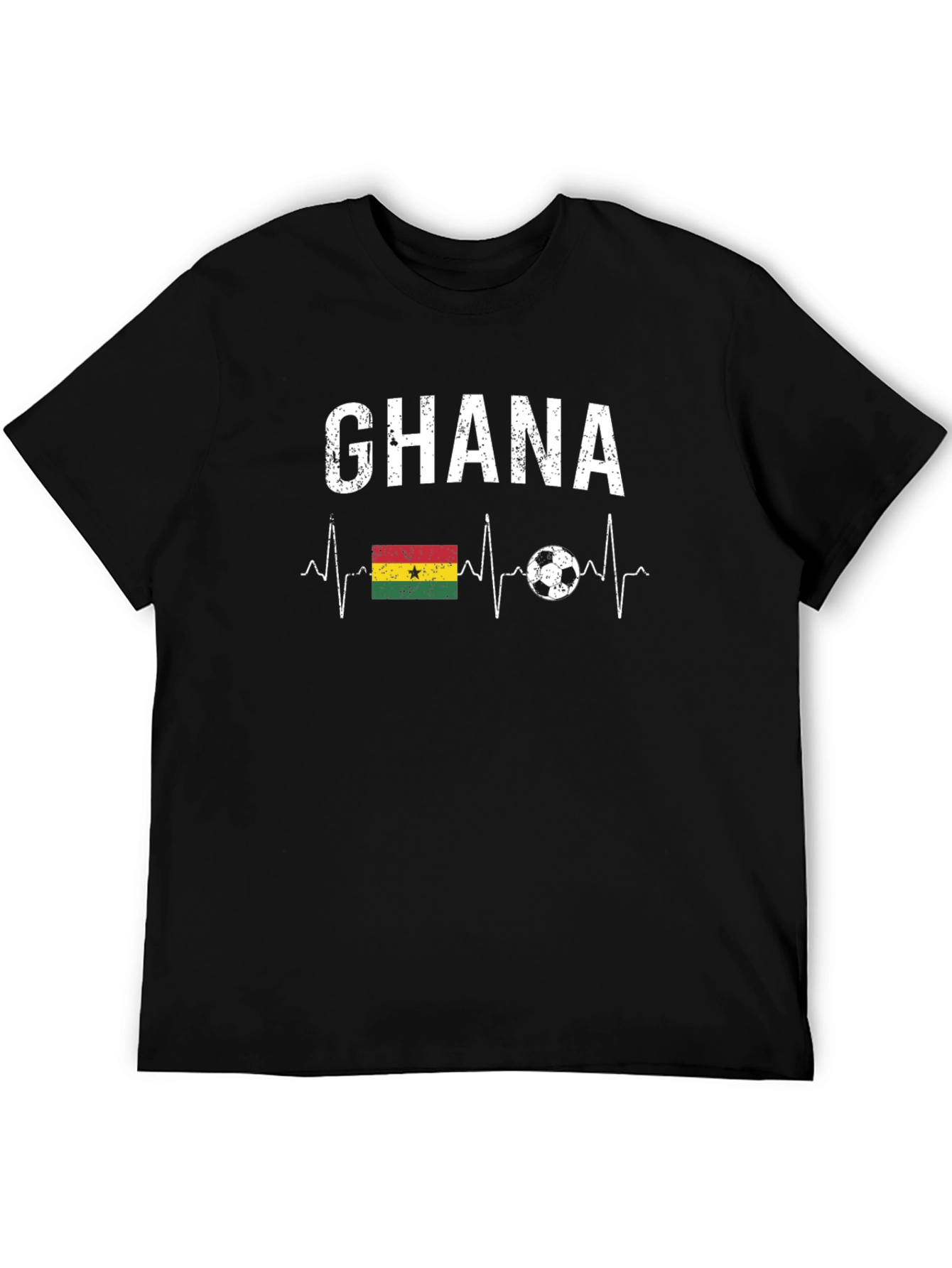 Ghana Football Heartbeat T-Shirt - Black