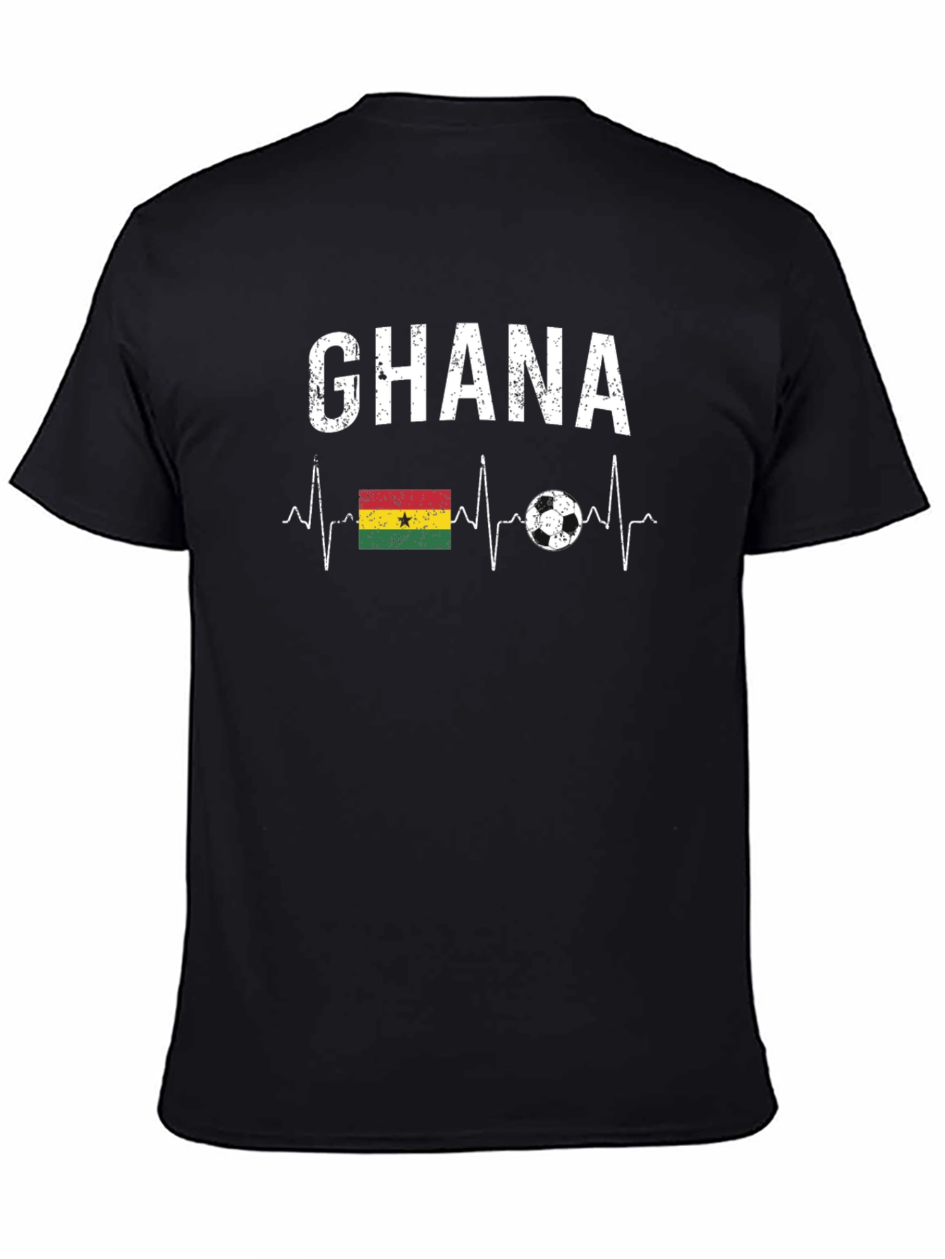 Ghana Football Heartbeat T-Shirt - Black