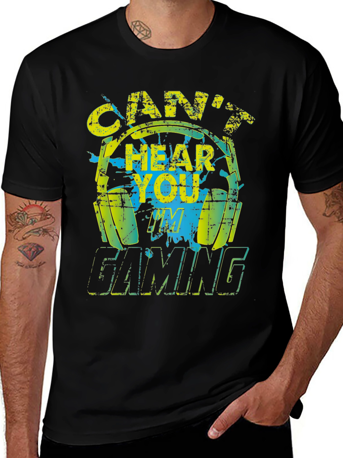 Cant Hear You Gaming Black T-Shirt