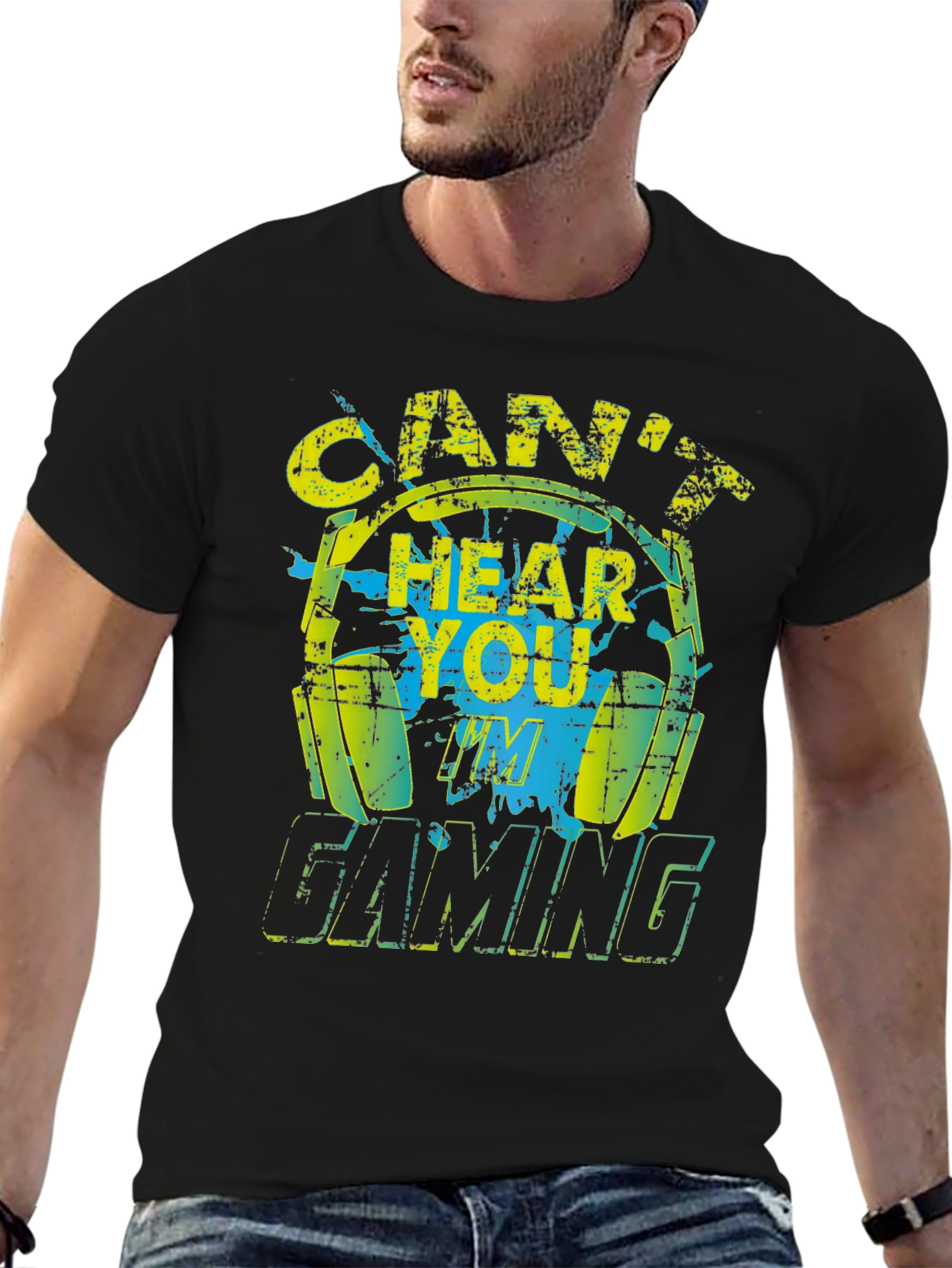 Cant Hear You Gaming Black T-Shirt