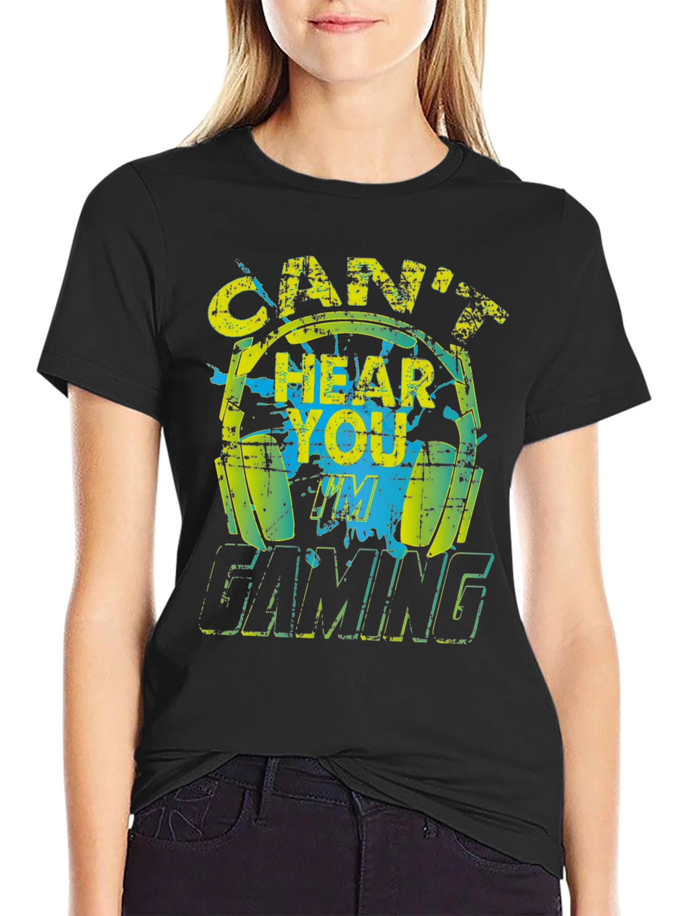 Cant Hear You Gaming Black T-Shirt