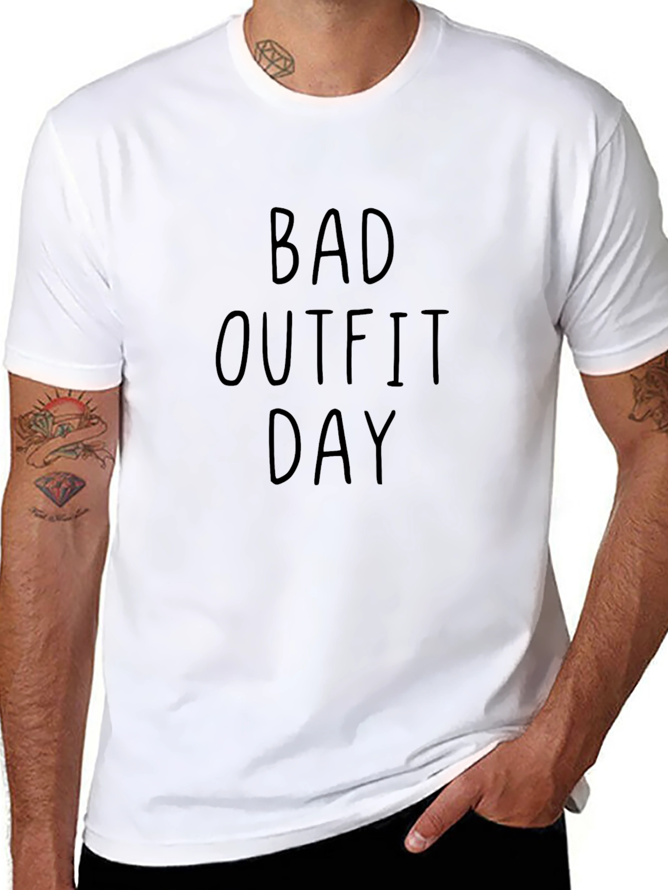 Bad Outfit Day Mens Black Graphic T-Shirt
