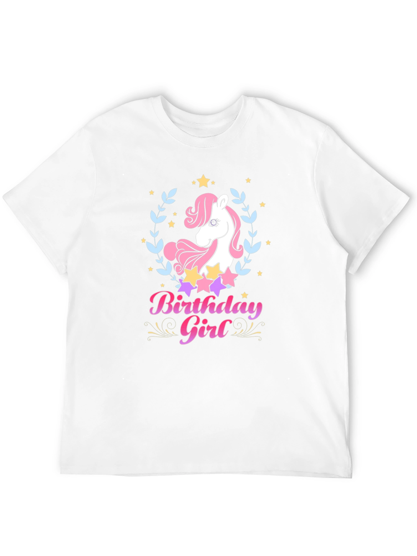 Unicorn Birthday Girl Black T-Shirt