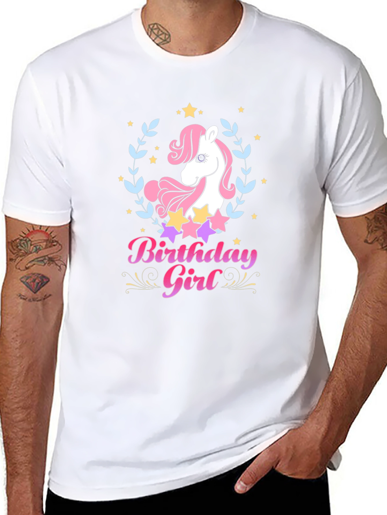 Unicorn Birthday Girl Black T-Shirt