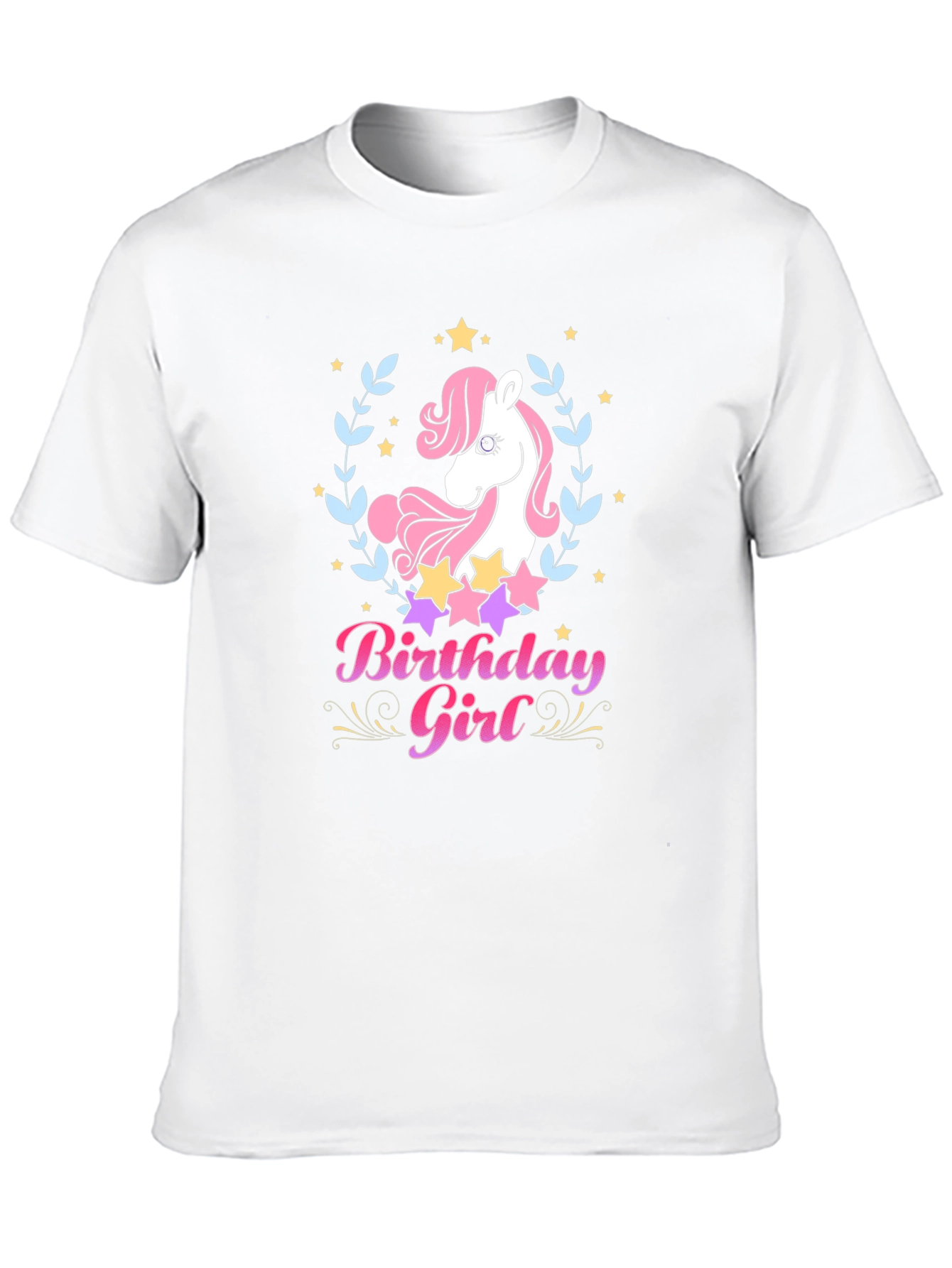 Unicorn Birthday Girl Black T-Shirt