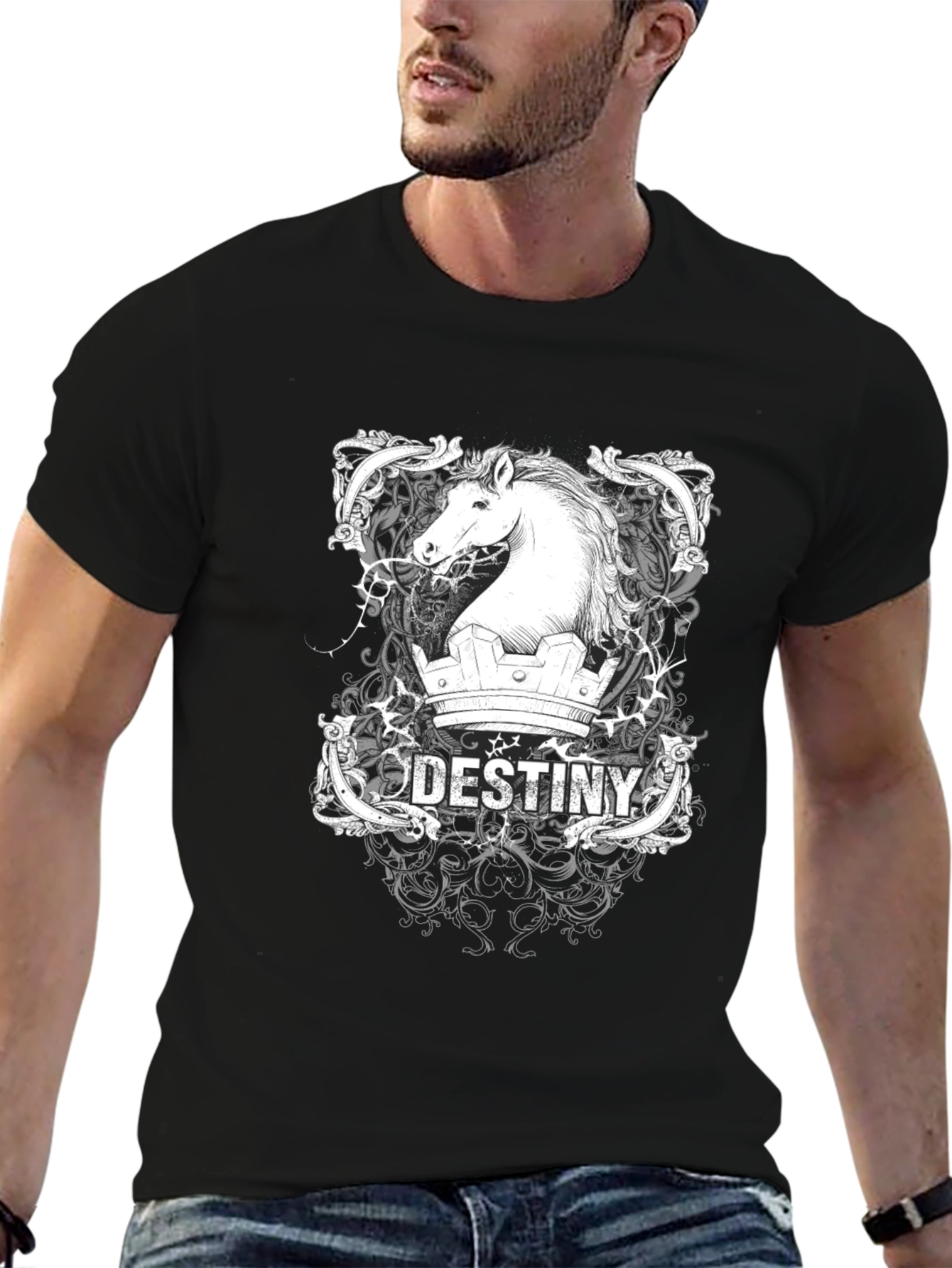 Destiny Horse Knight T-Shirt - Black