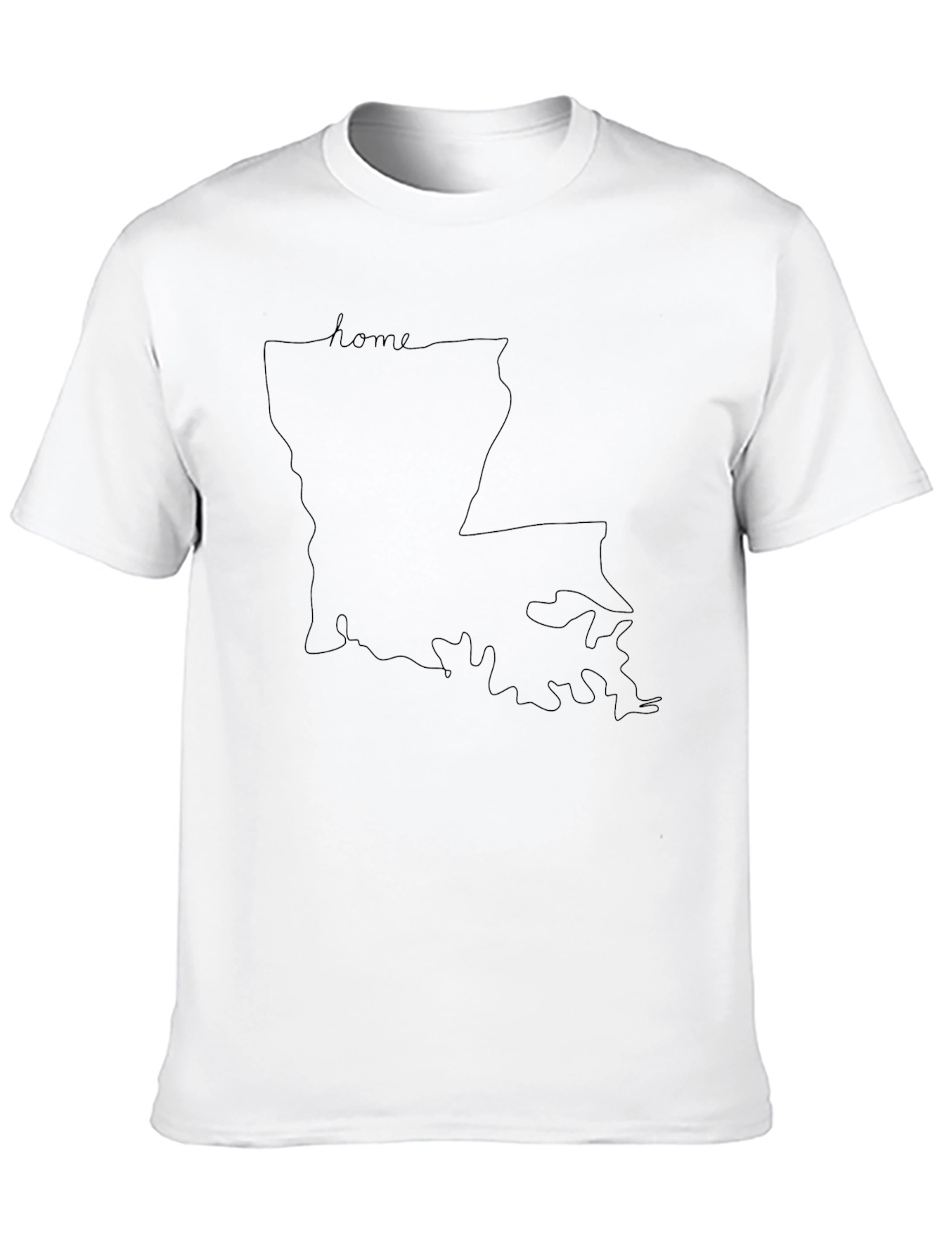 Louisiana Home State Outline Black T-Shirt