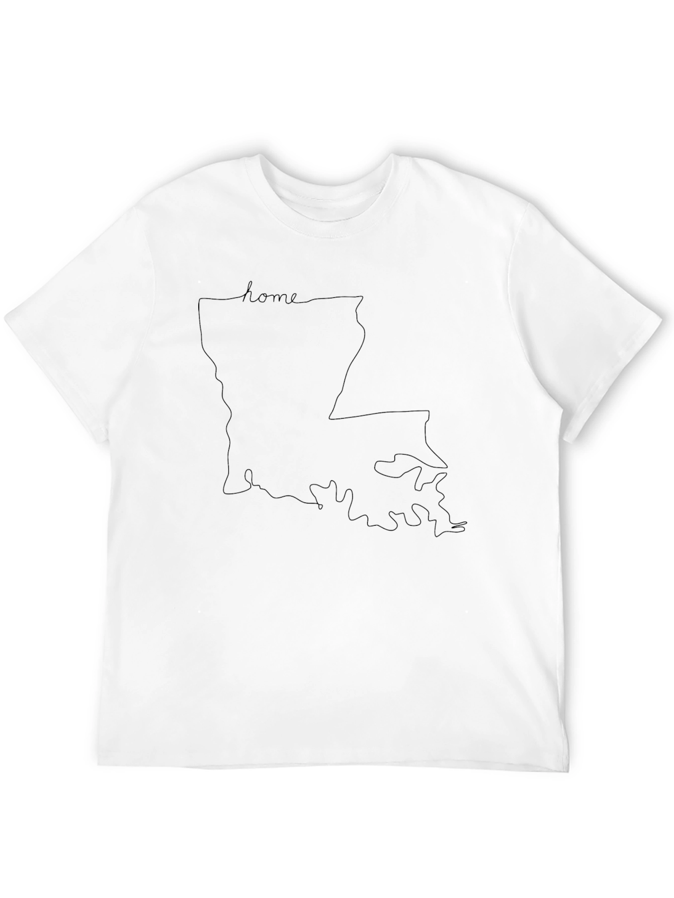 Louisiana Home State Outline Black T-Shirt