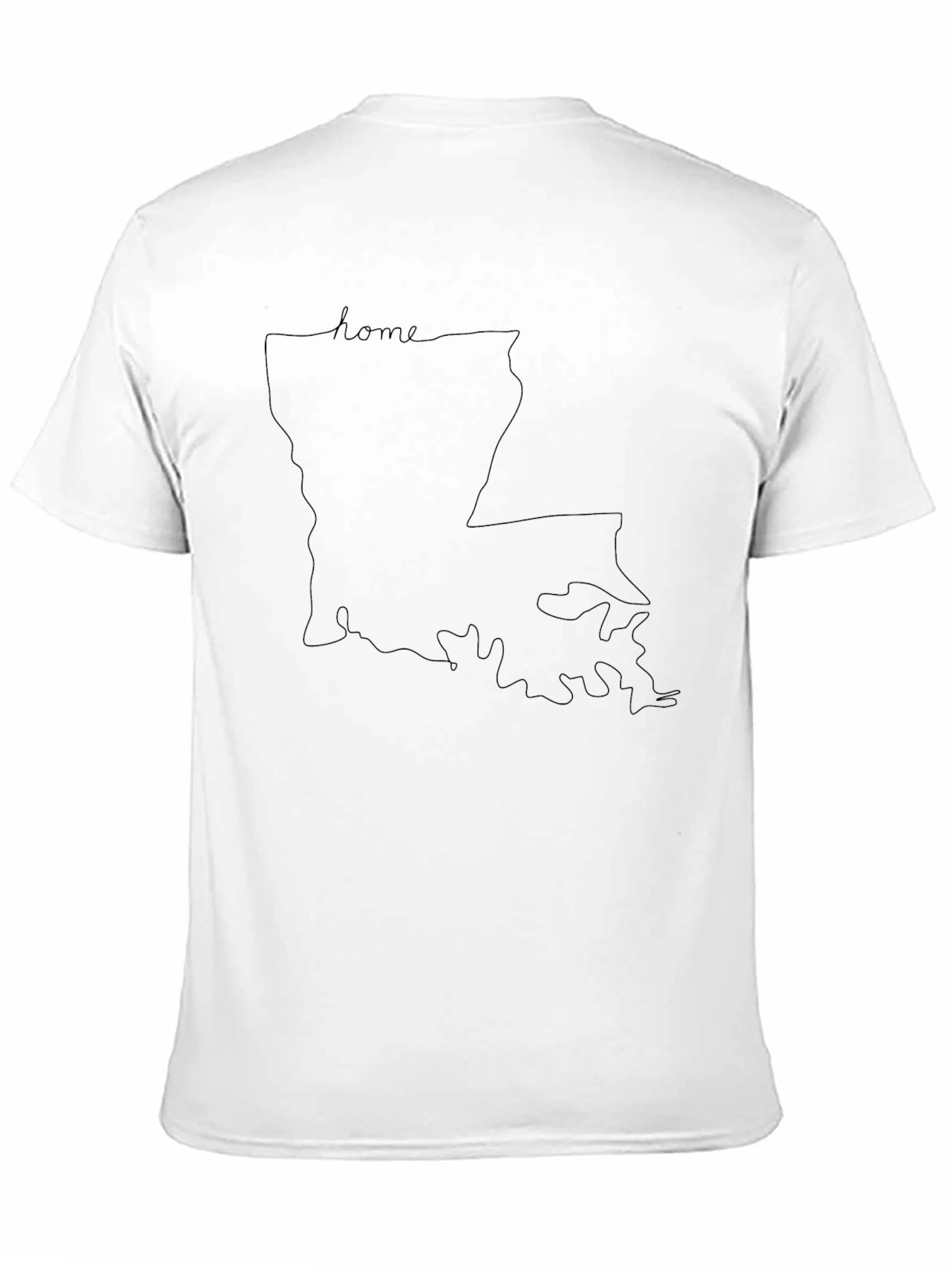 Louisiana Home State Outline Black T-Shirt