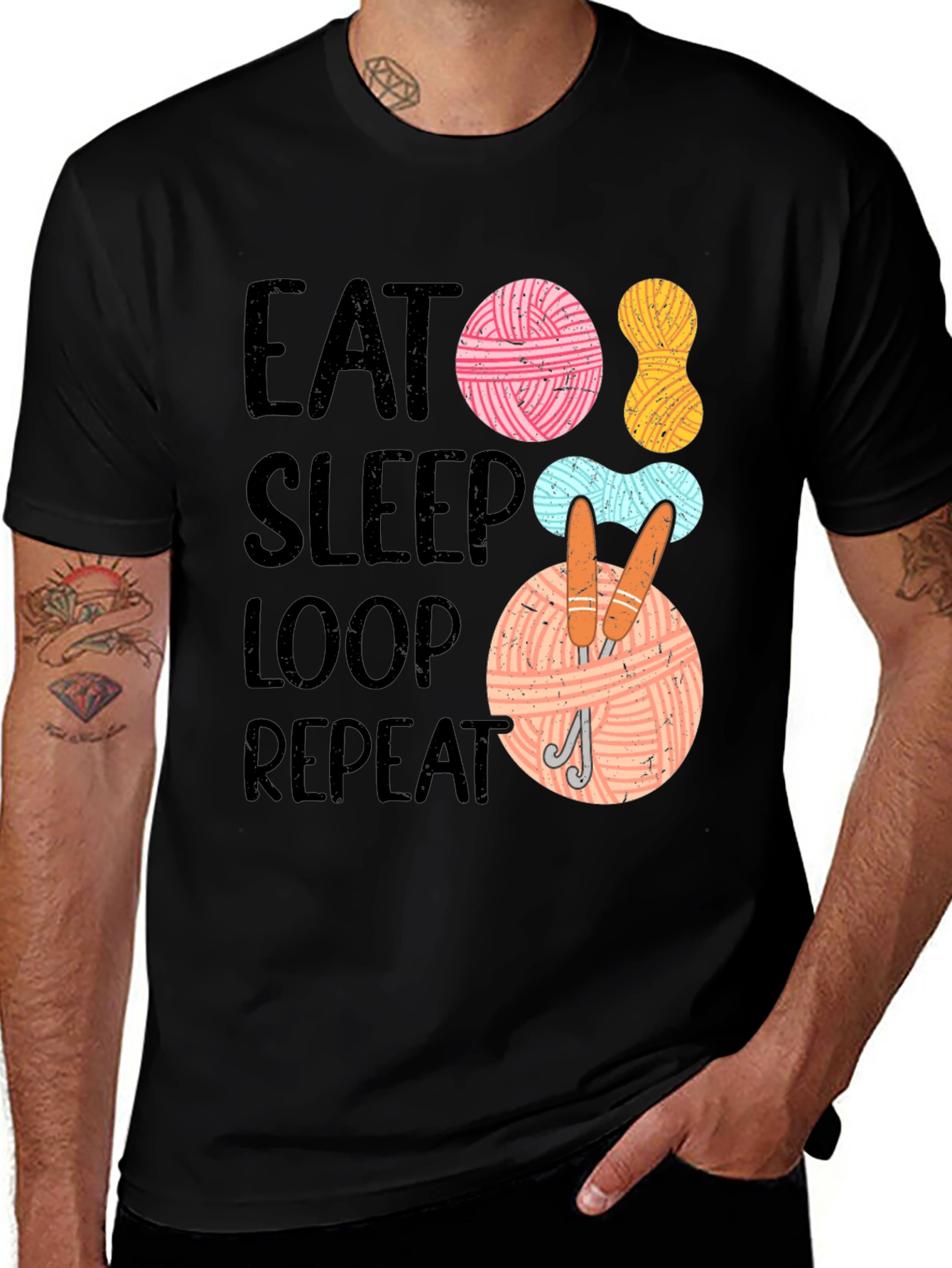 Eat Sleep Loop Repeat Knitting T-Shirt