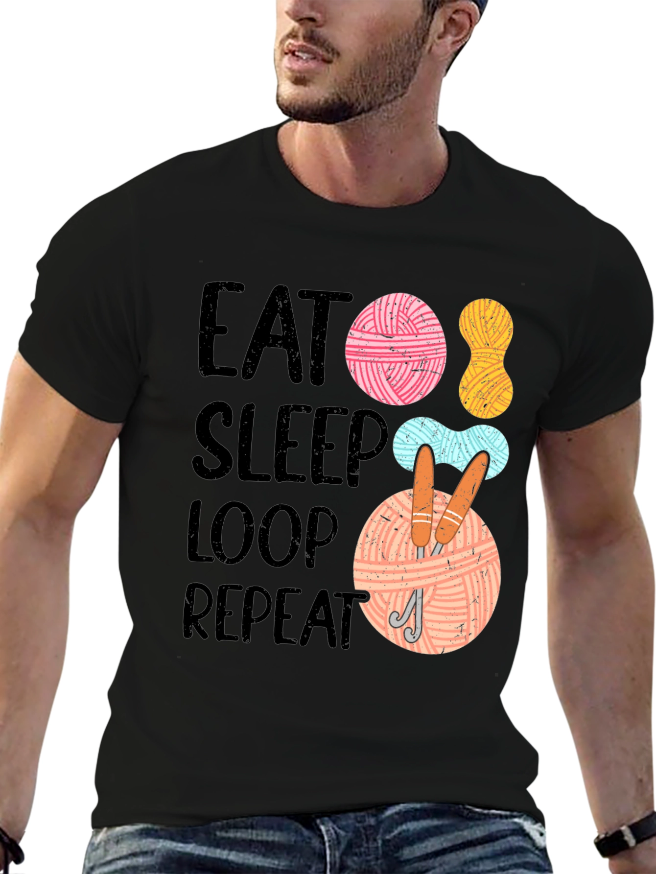Eat Sleep Loop Repeat Knitting T-Shirt