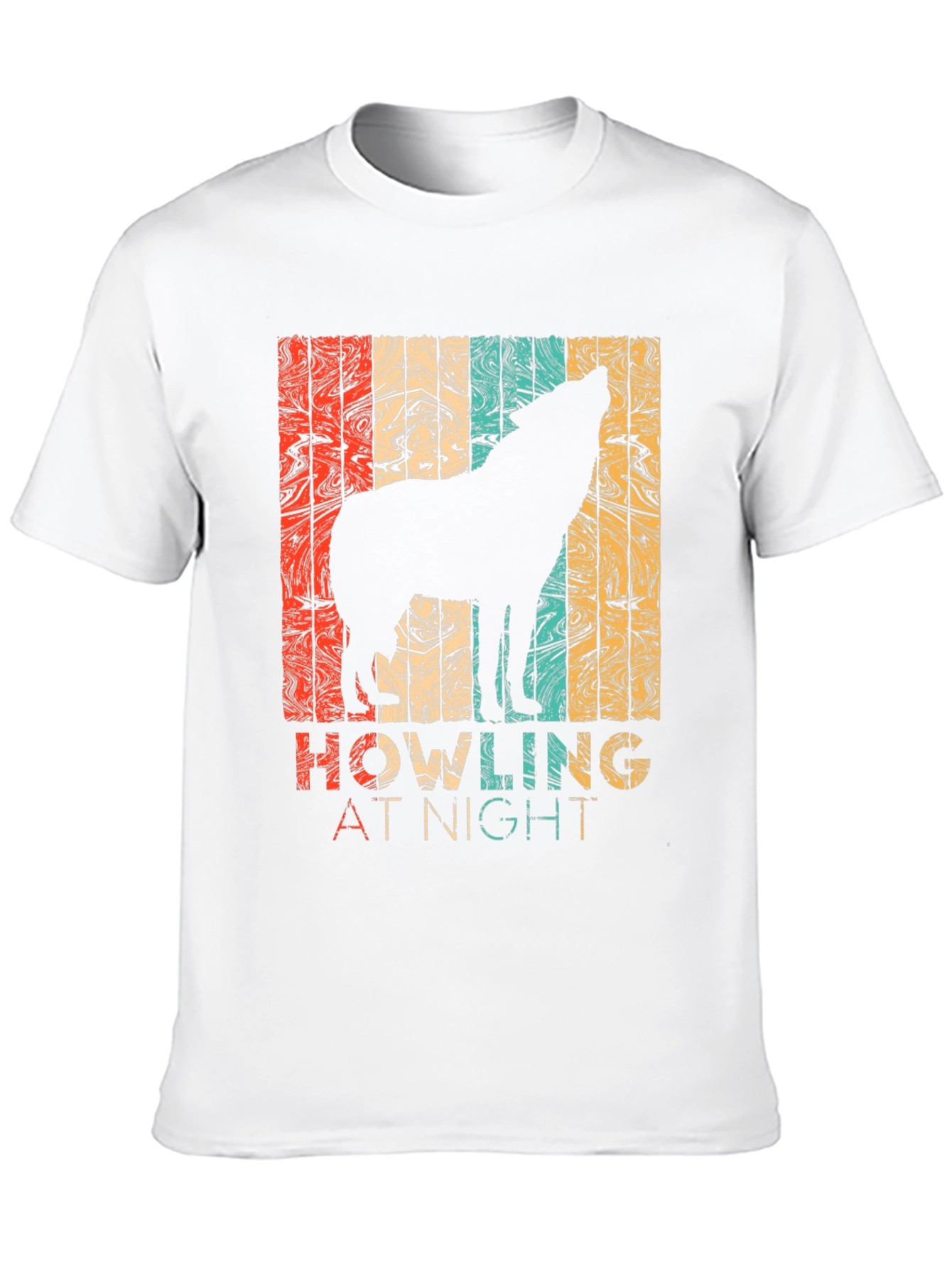 Retro Wolf Howling at Night Graphic T-Shirt