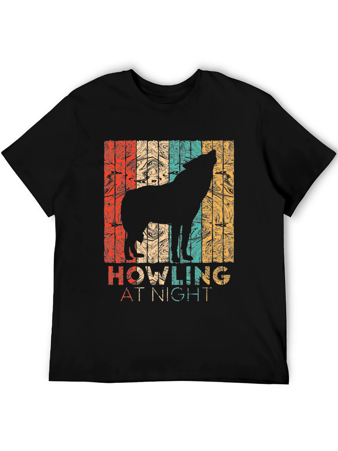 Retro Wolf Howling at Night Graphic T-Shirt