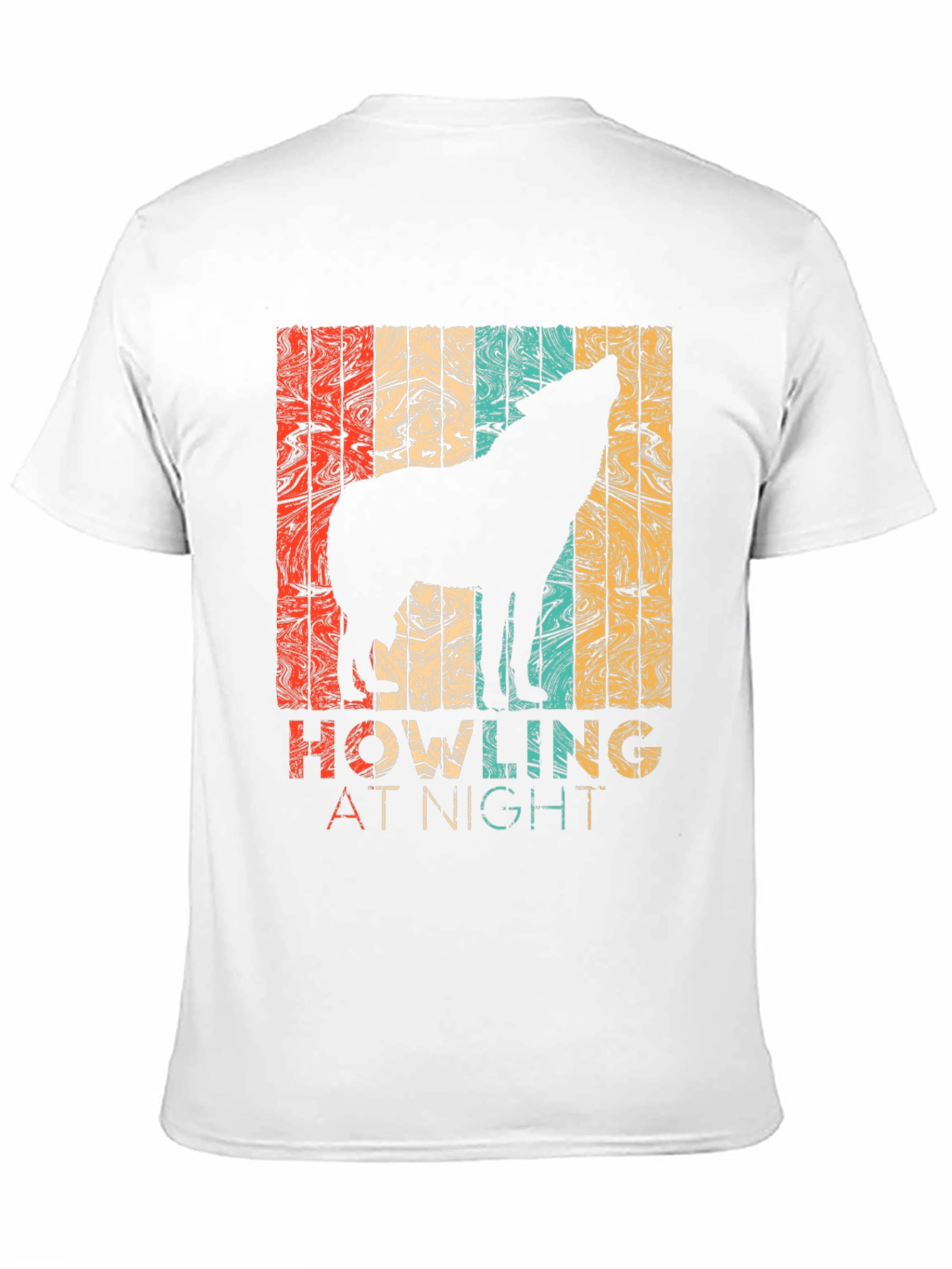 Retro Wolf Howling at Night Graphic T-Shirt
