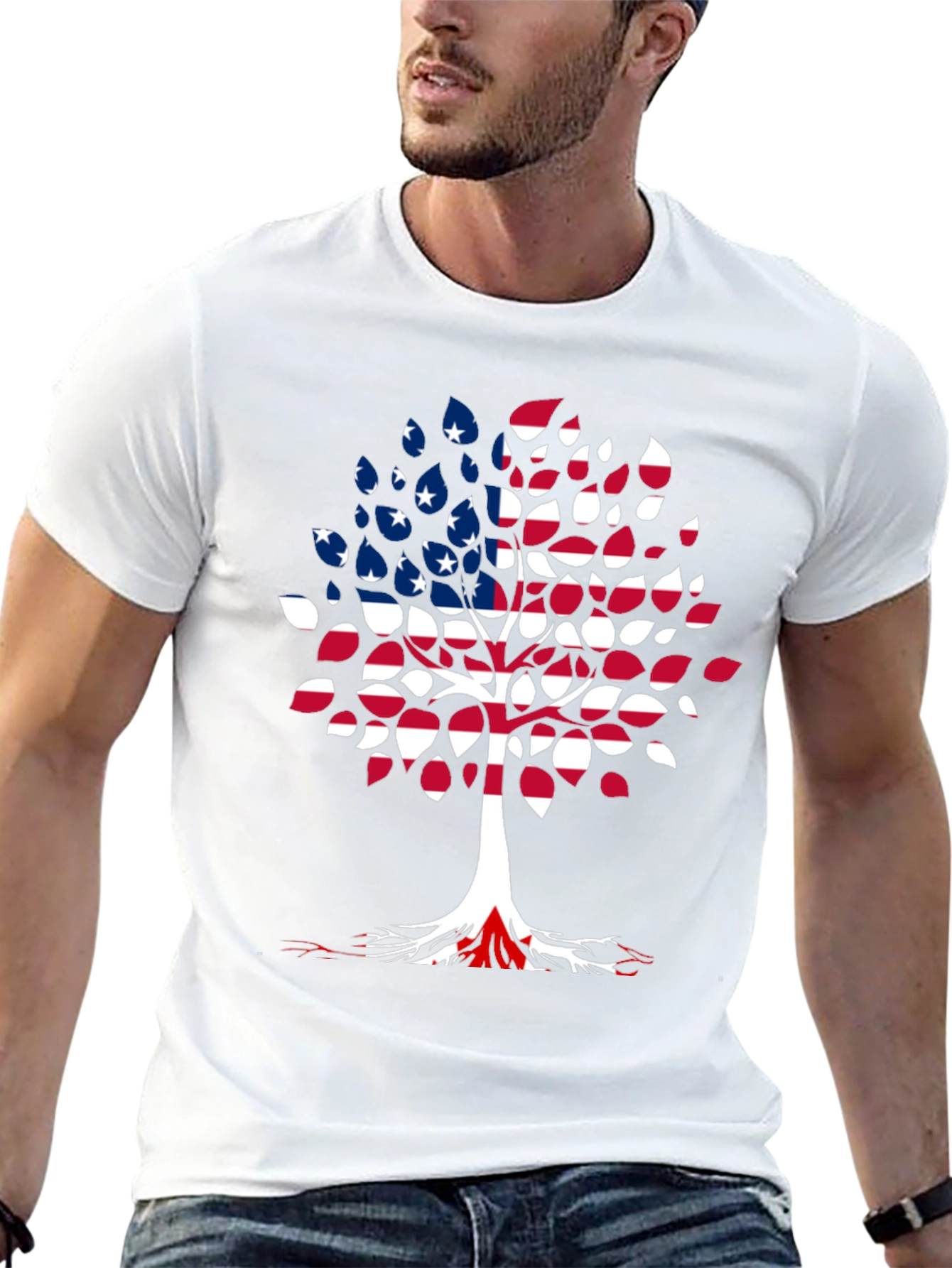 American Flag Tree Black T-Shirt