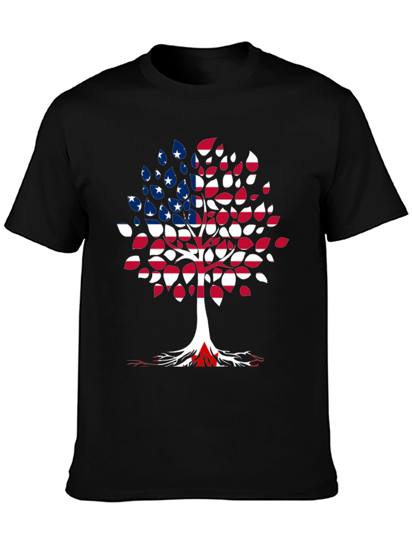American Flag Tree Black T-Shirt
