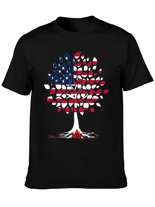 American Flag Tree Black T-Shirt