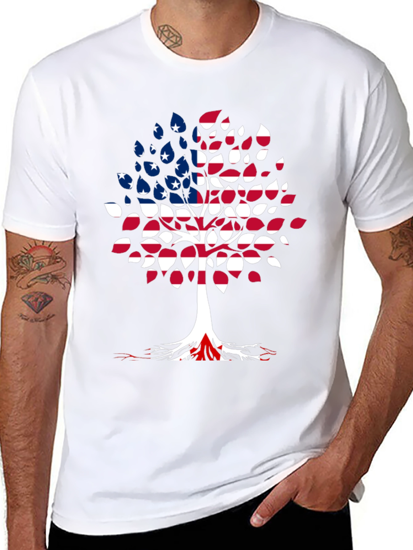 American Flag Tree Black T-Shirt