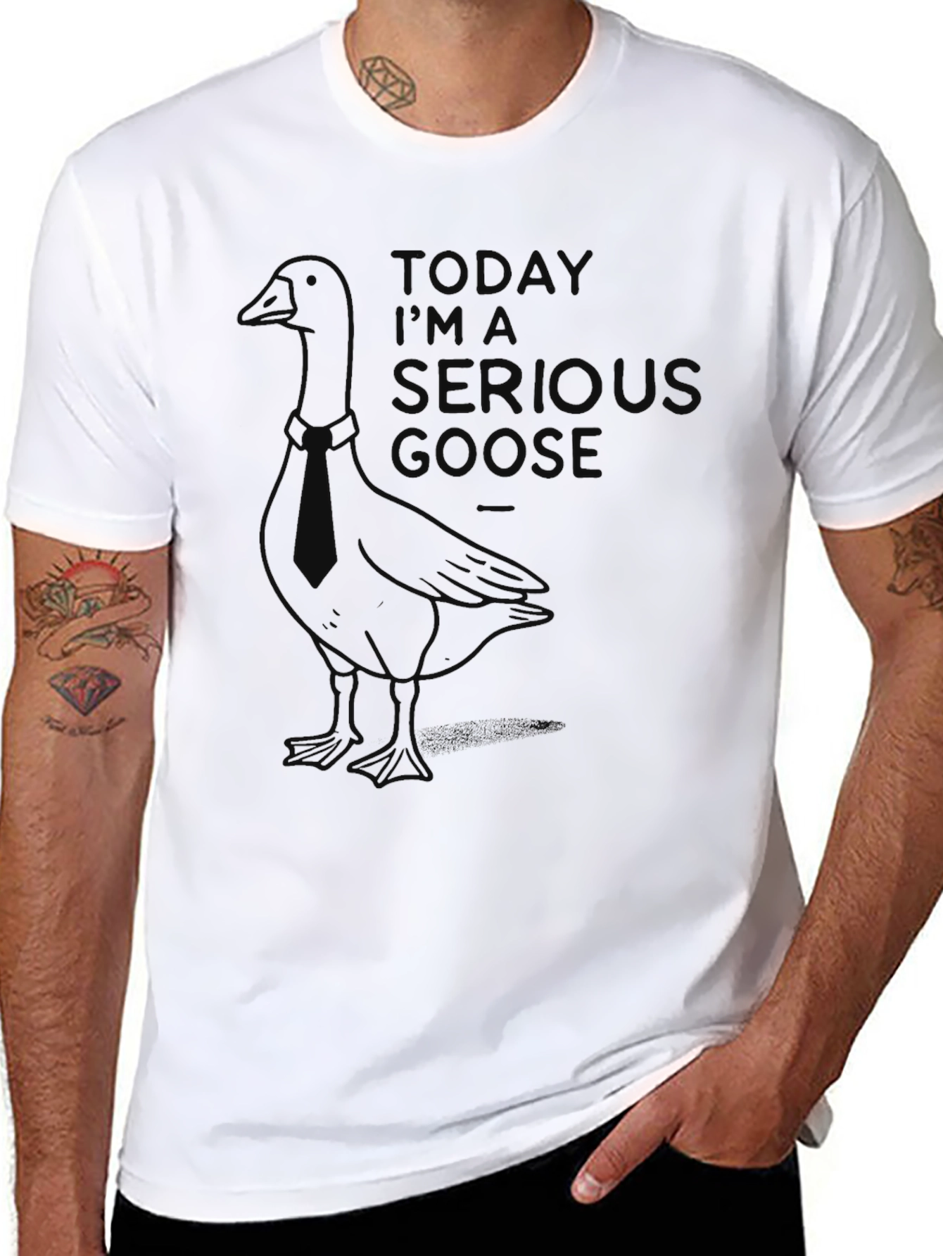 Serious Goose Graphic Tee - Funny Animal T-Shirt