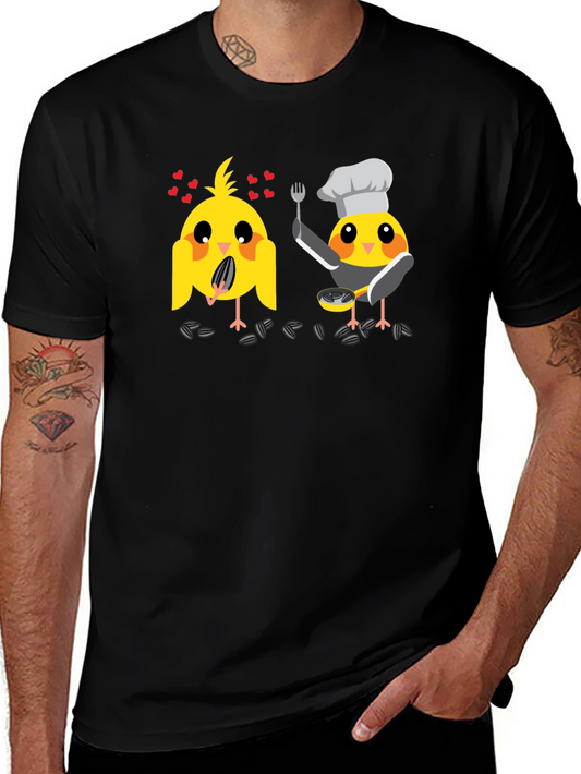Bird Chef Graphic T-Shirt - Black Cotton Tee