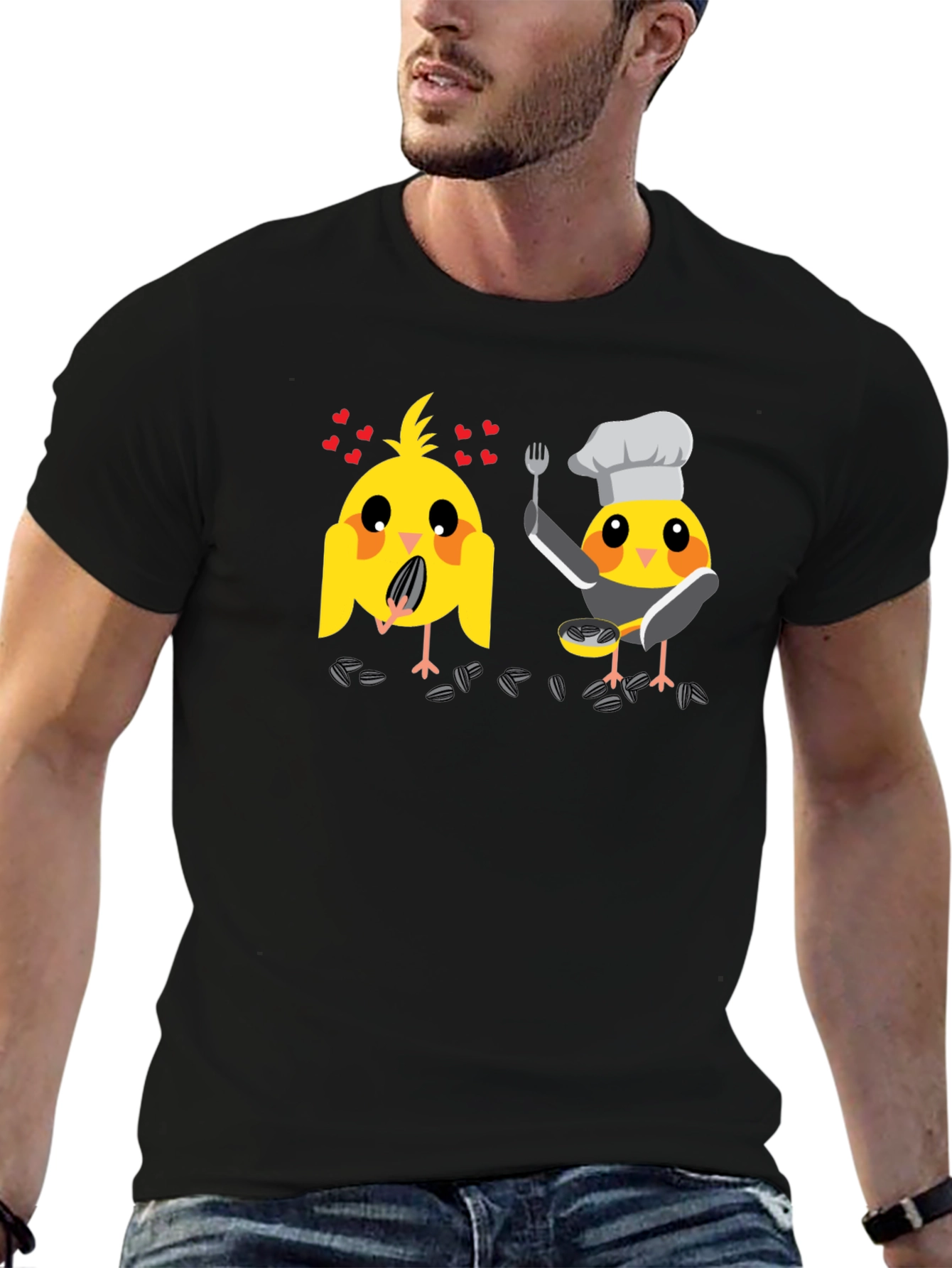 Bird Chef Graphic T-Shirt - Black Cotton Tee