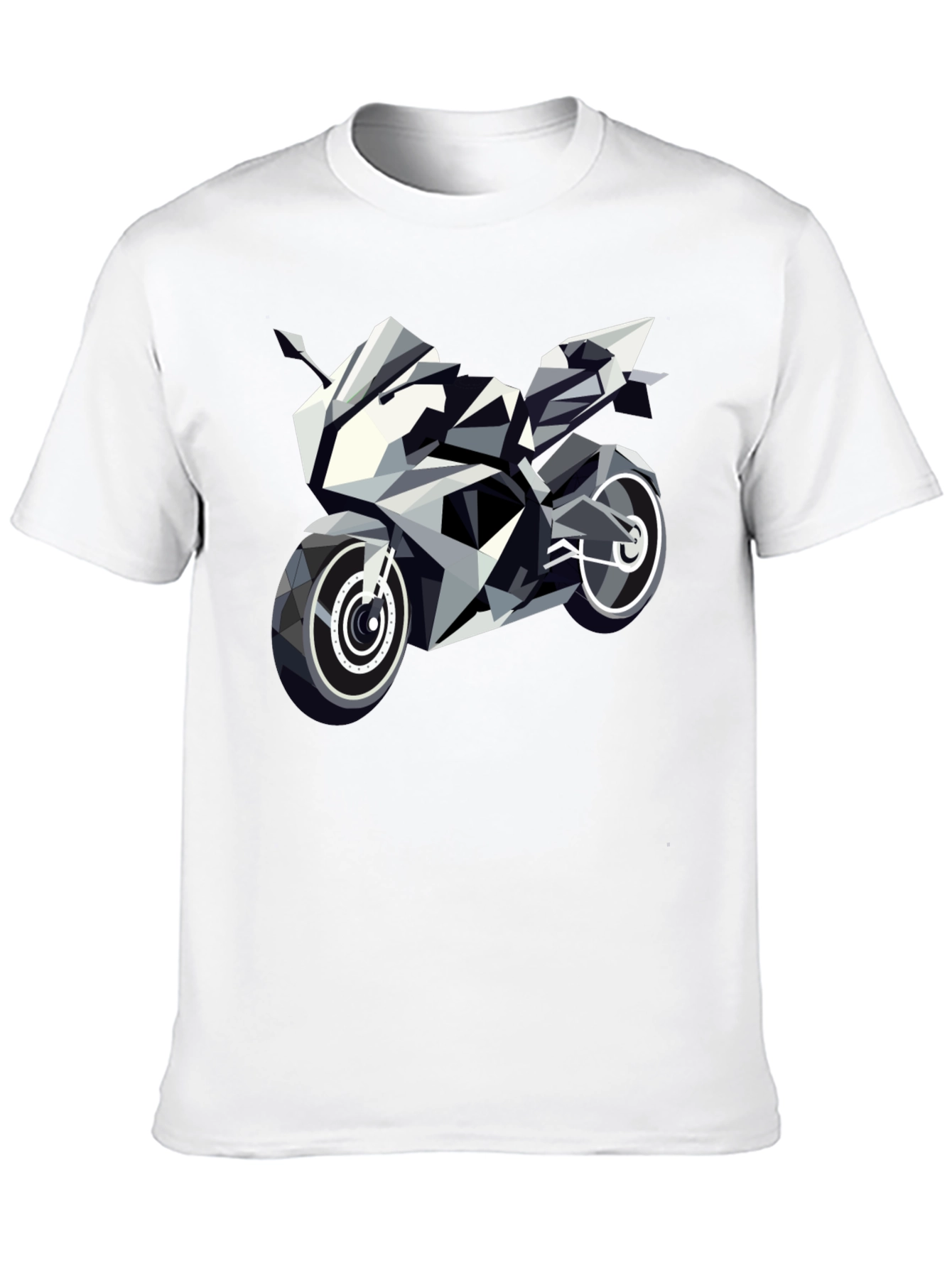 Geometric Motorcycle Graphic Tee - Black