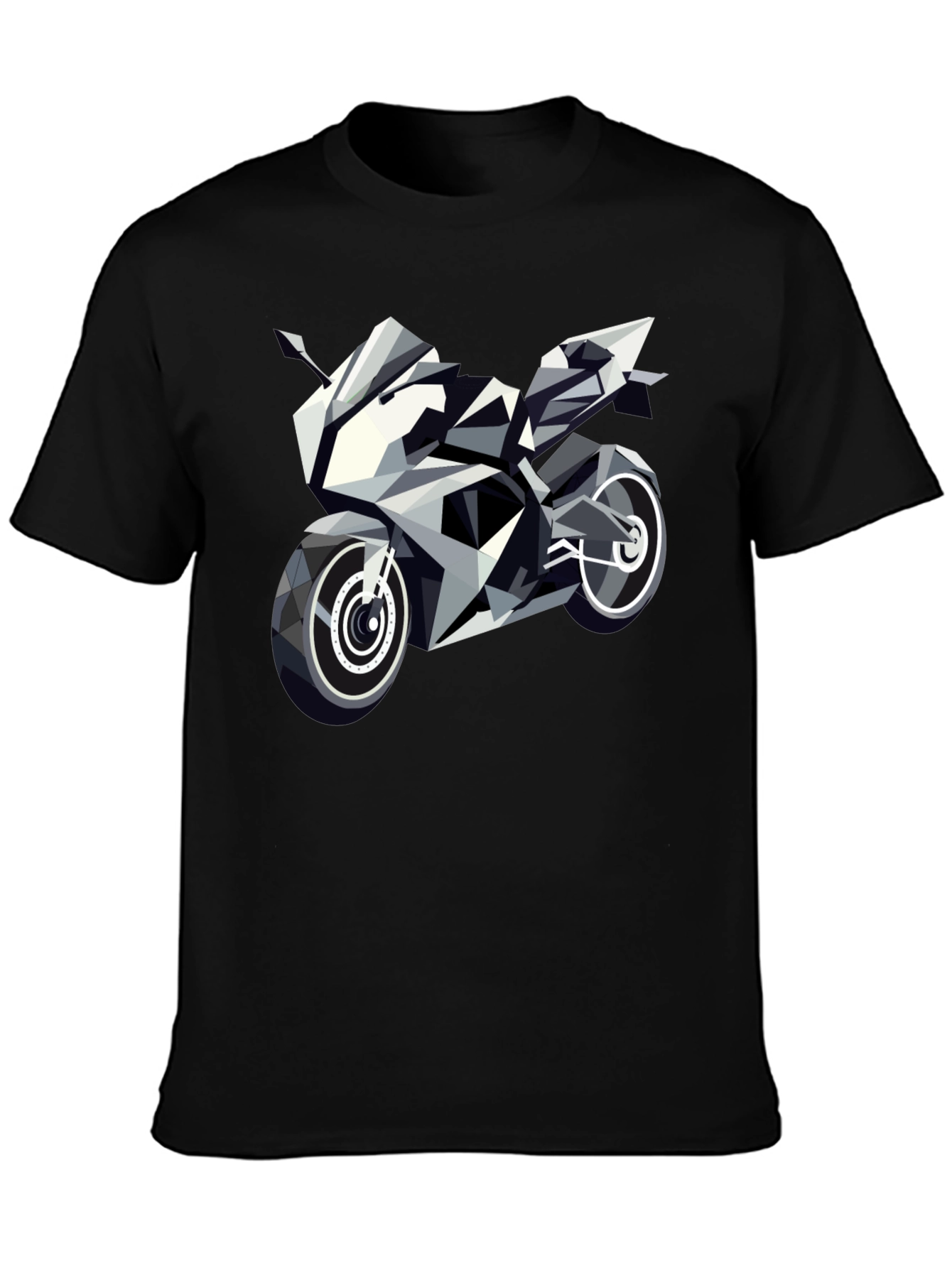 Geometric Motorcycle Graphic Tee - Black