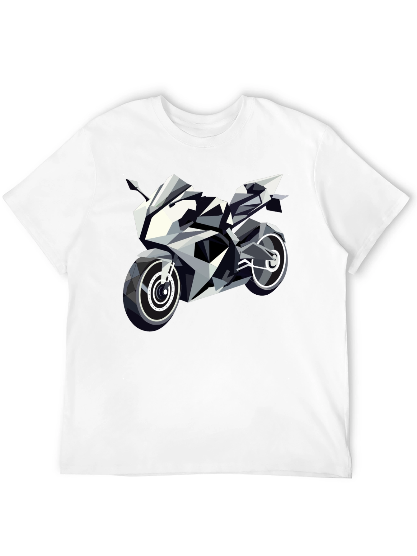 Geometric Motorcycle Graphic Tee - Black