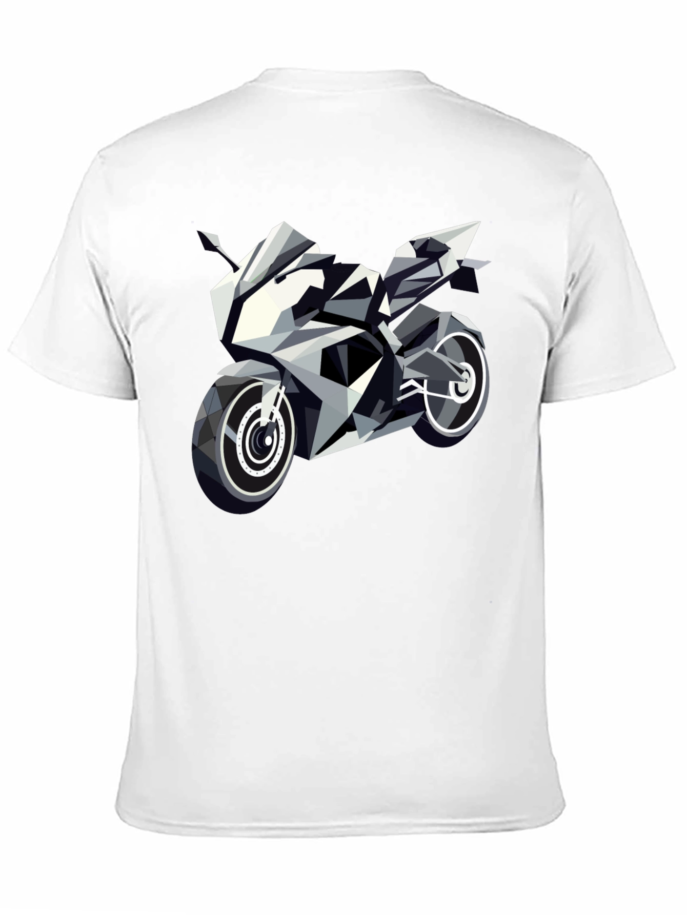 Geometric Motorcycle Graphic Tee - Black