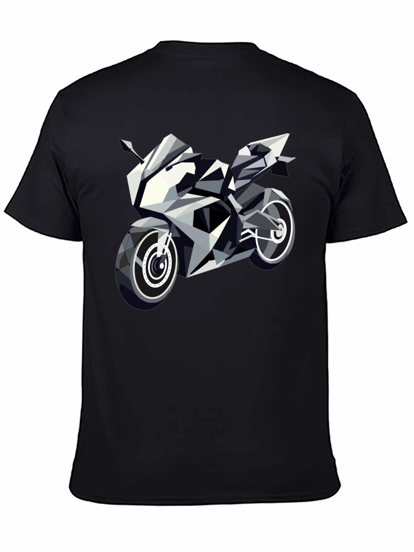 Geometric Motorcycle Graphic Tee - Black