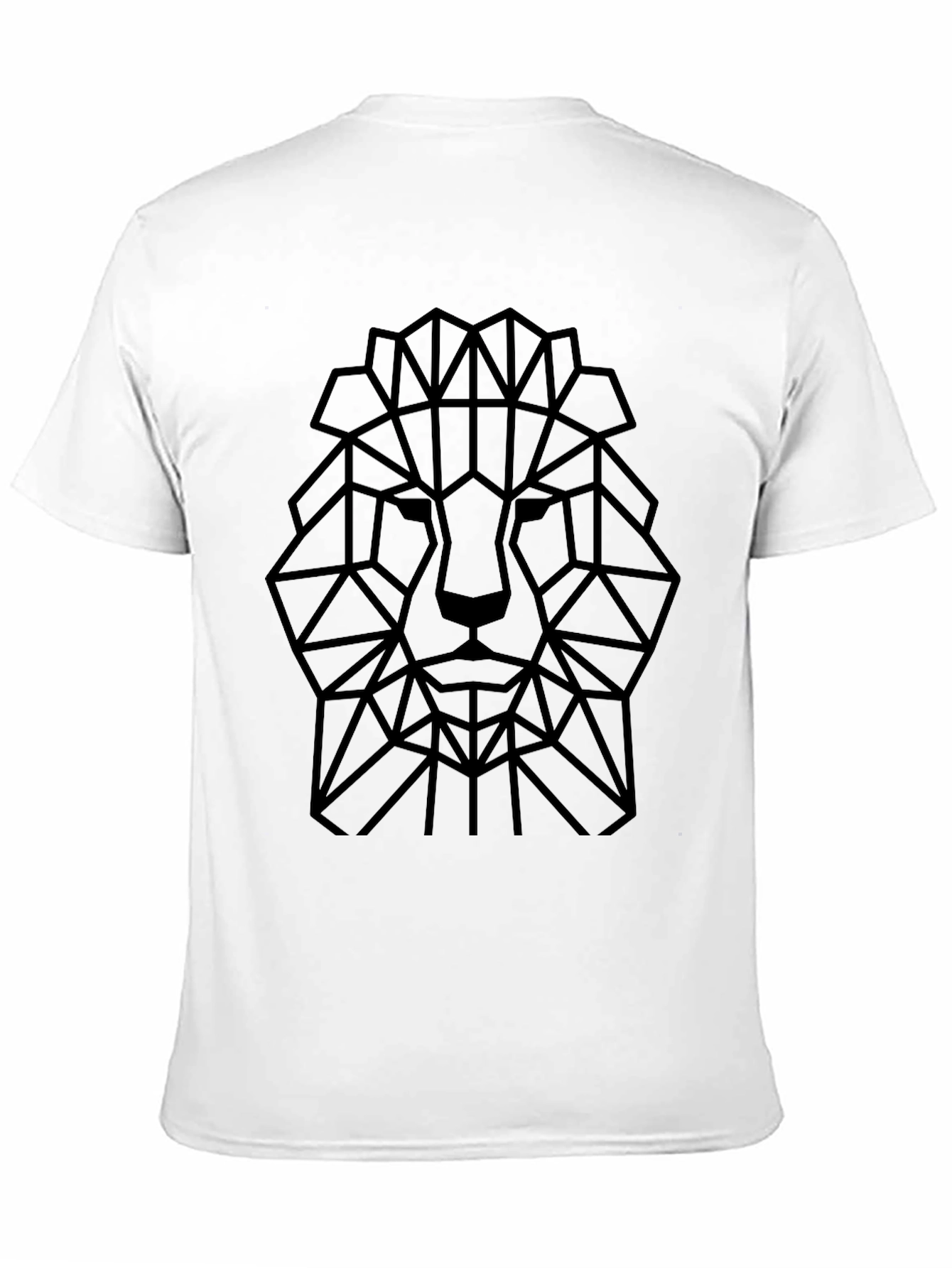 Geometric Lion Head Graphic Tee - Black