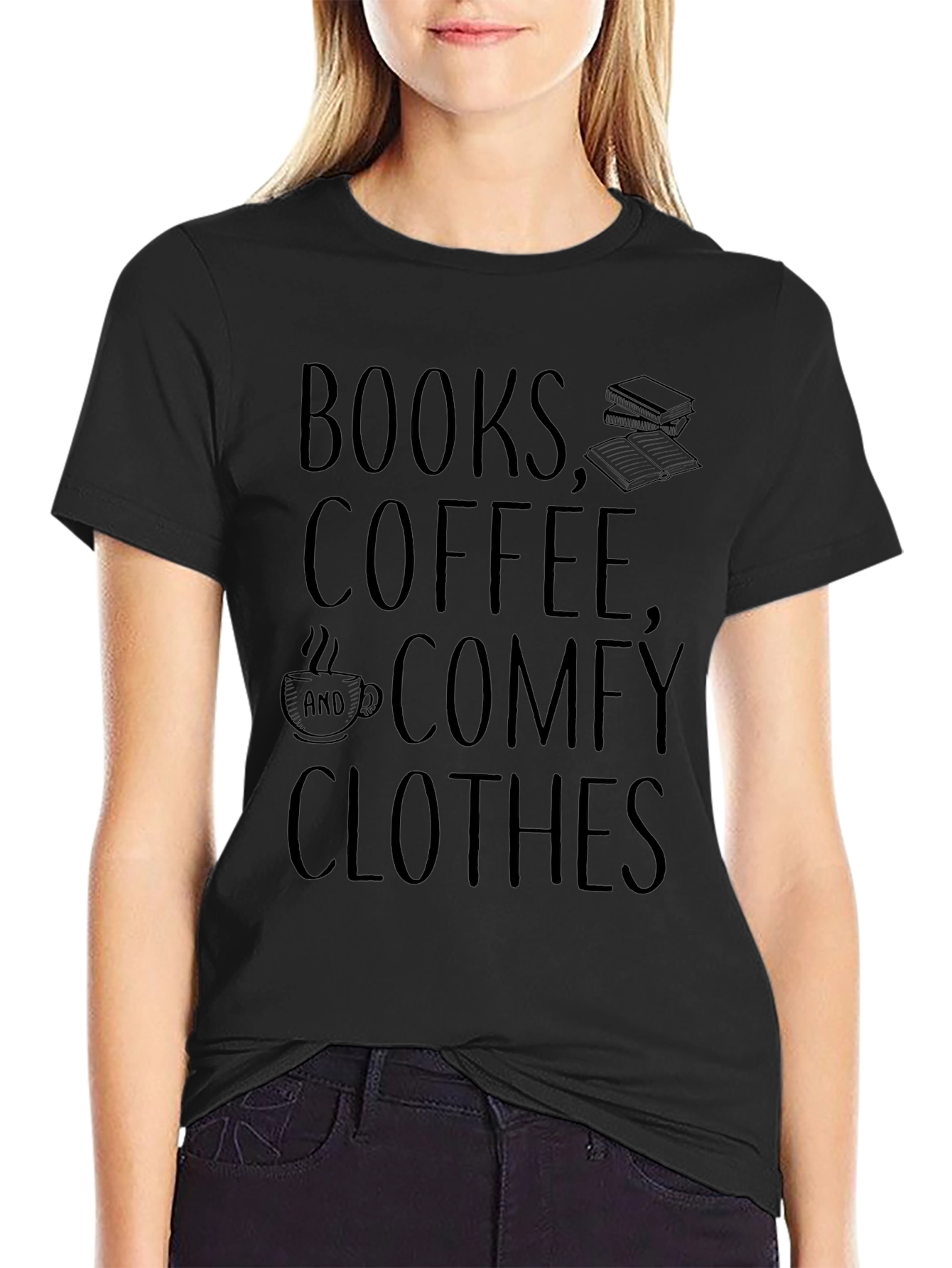 Books Coffee Comfy Clothes Graphic Tee