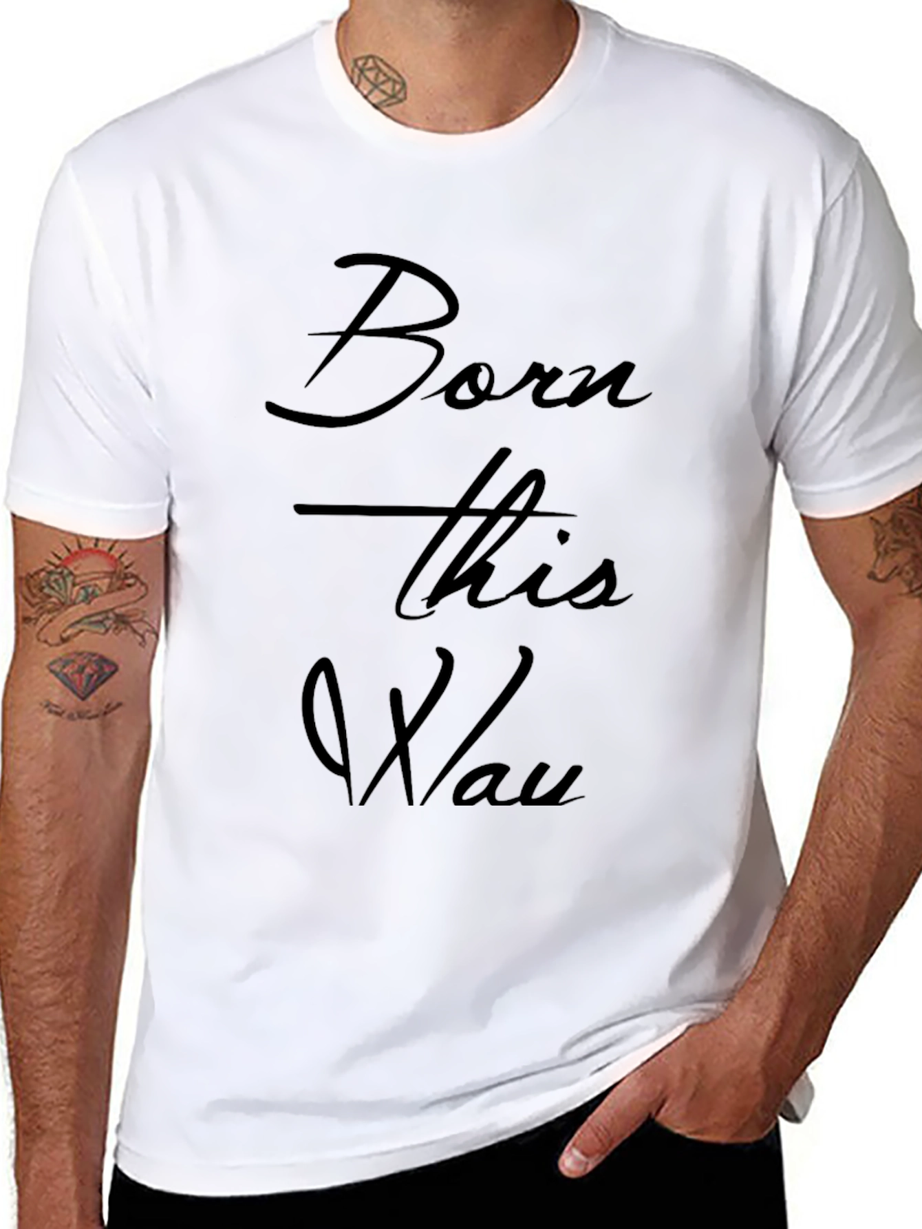 Born This Way Mens Black Graphic T-Shirt