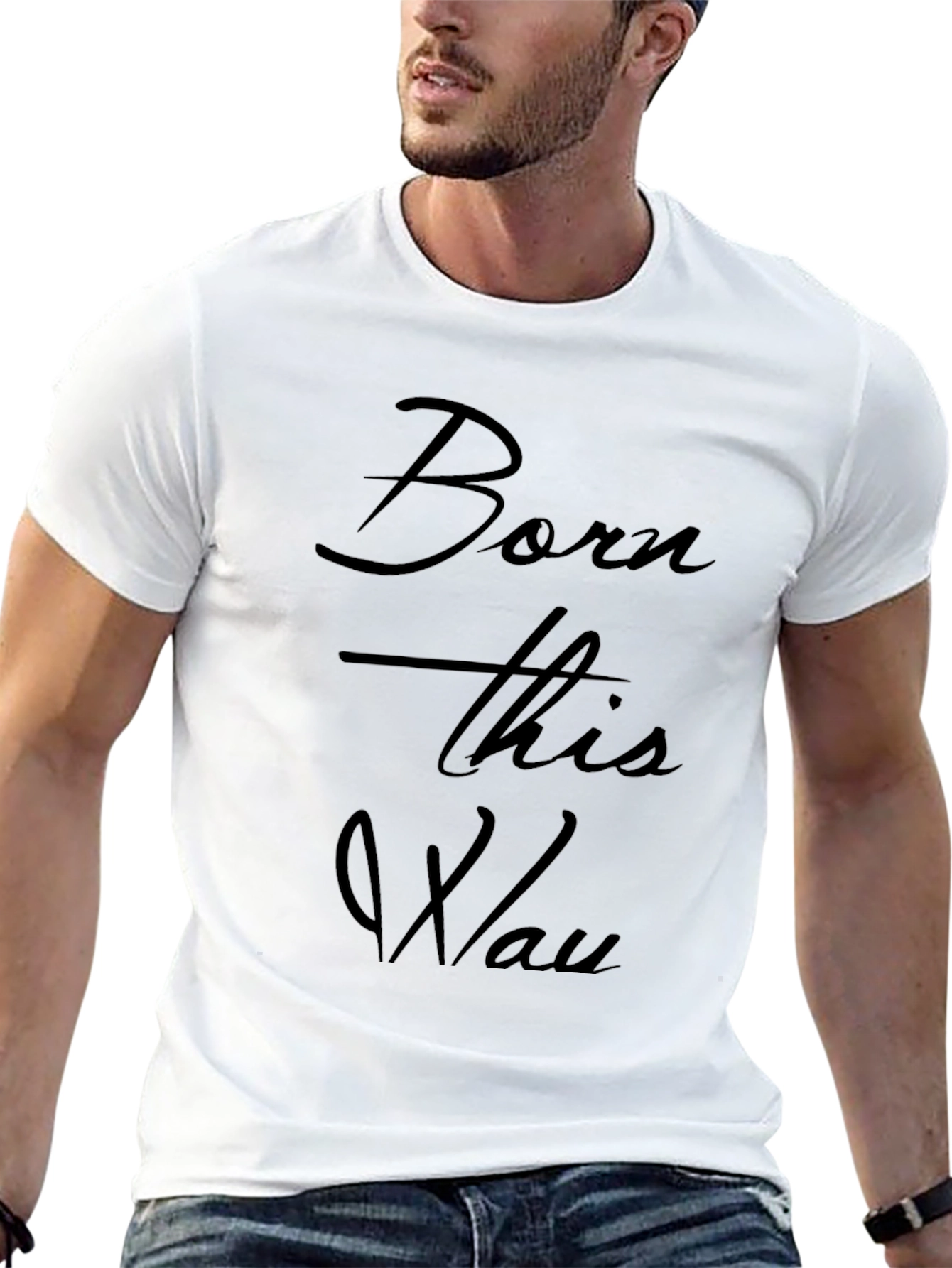 Born This Way Mens Black Graphic T-Shirt