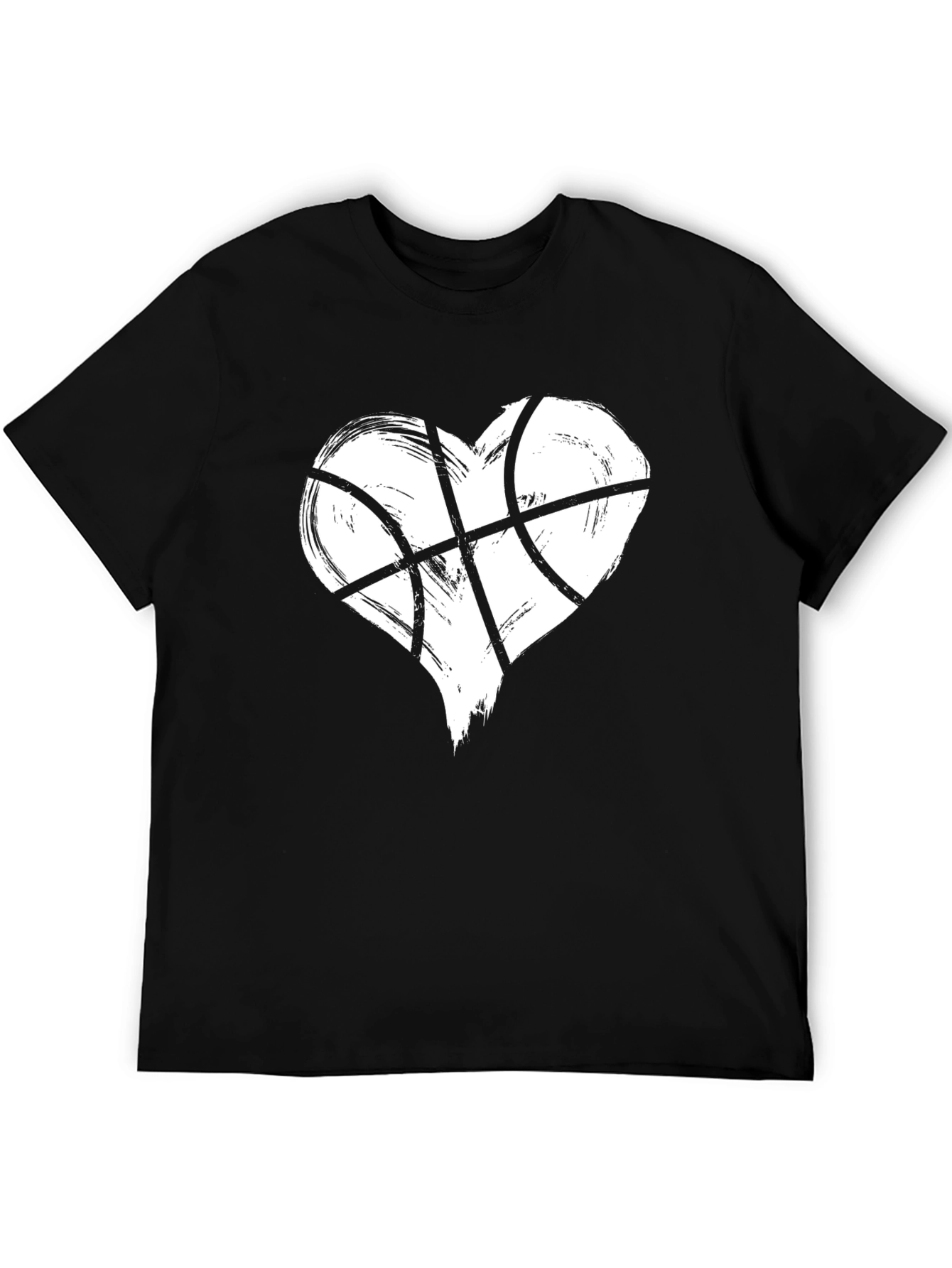 Heart Basketball Graphic Tee - Casual Black T-Shirt