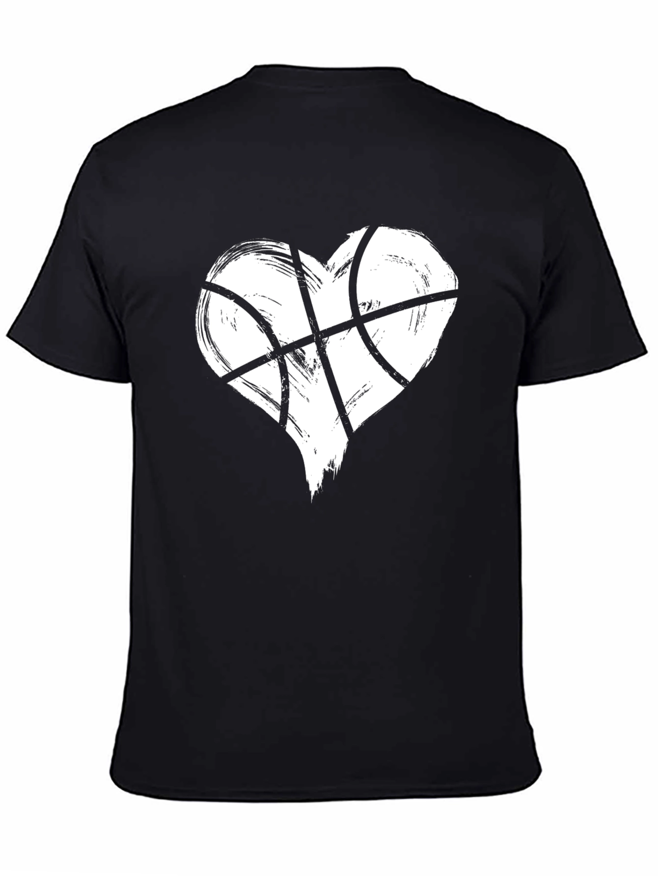 Heart Basketball Graphic Tee - Casual Black T-Shirt