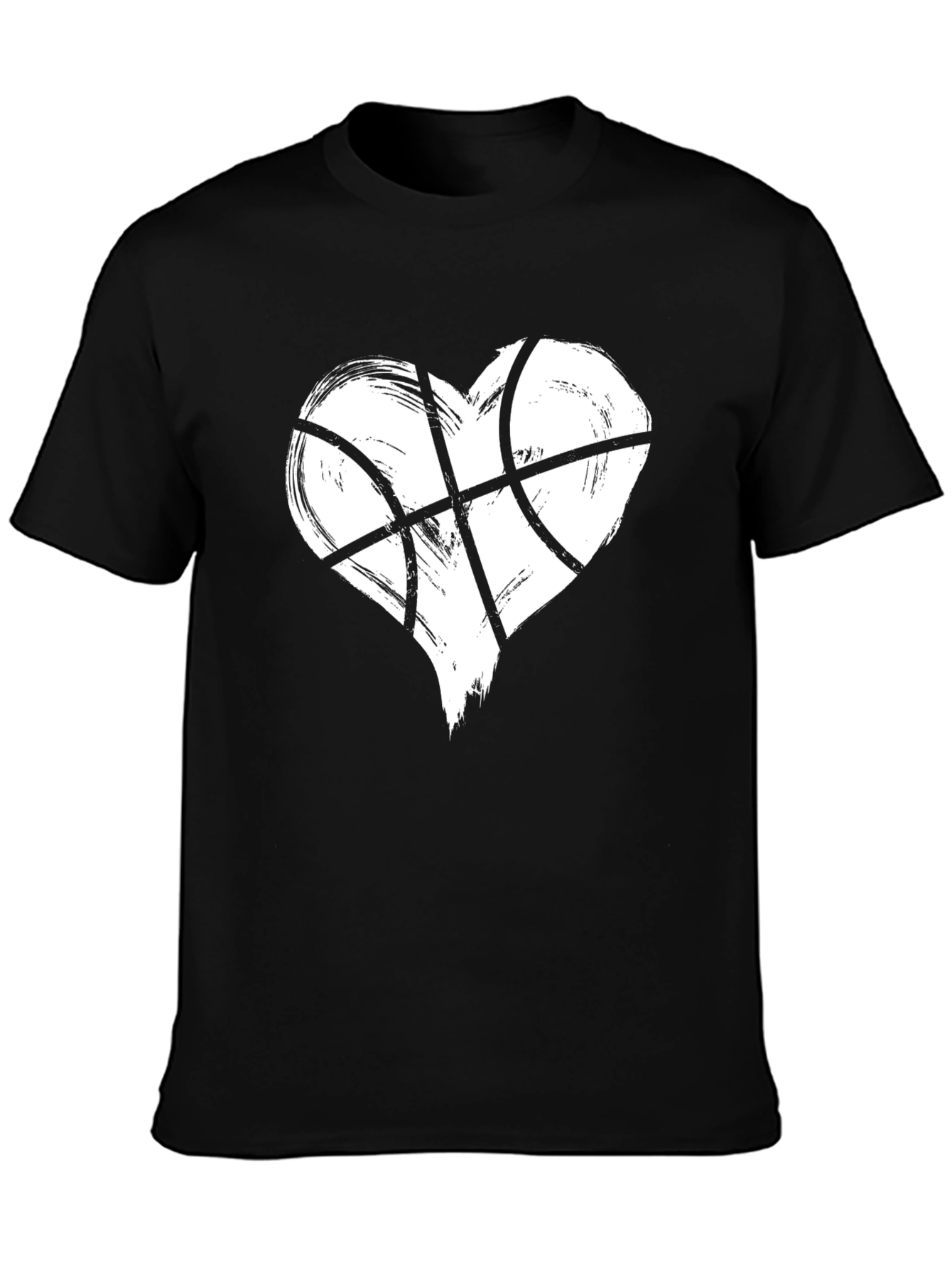 Heart Basketball Graphic Tee - Casual Black T-Shirt