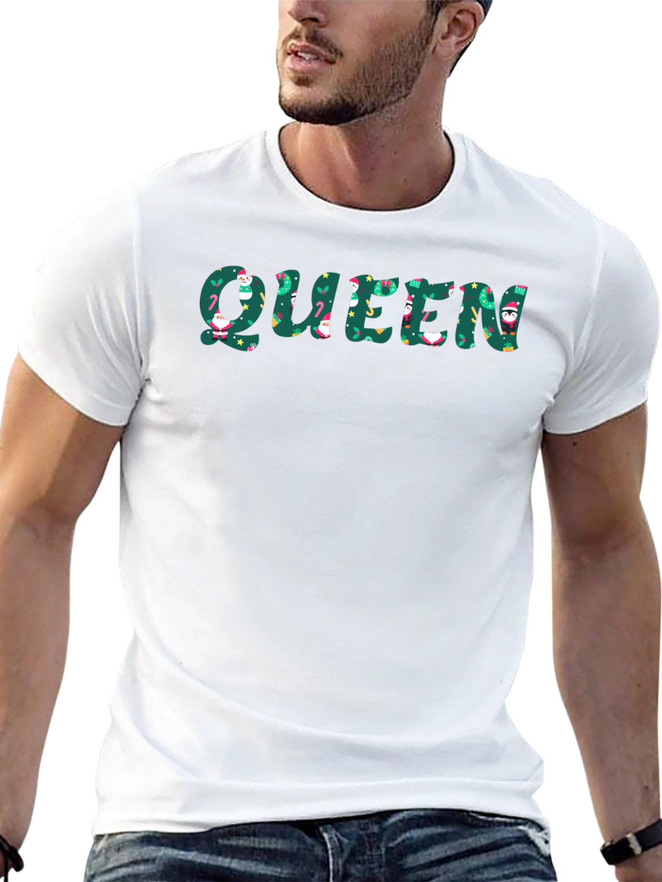 Queen Christmas Pattern Black T-Shirt