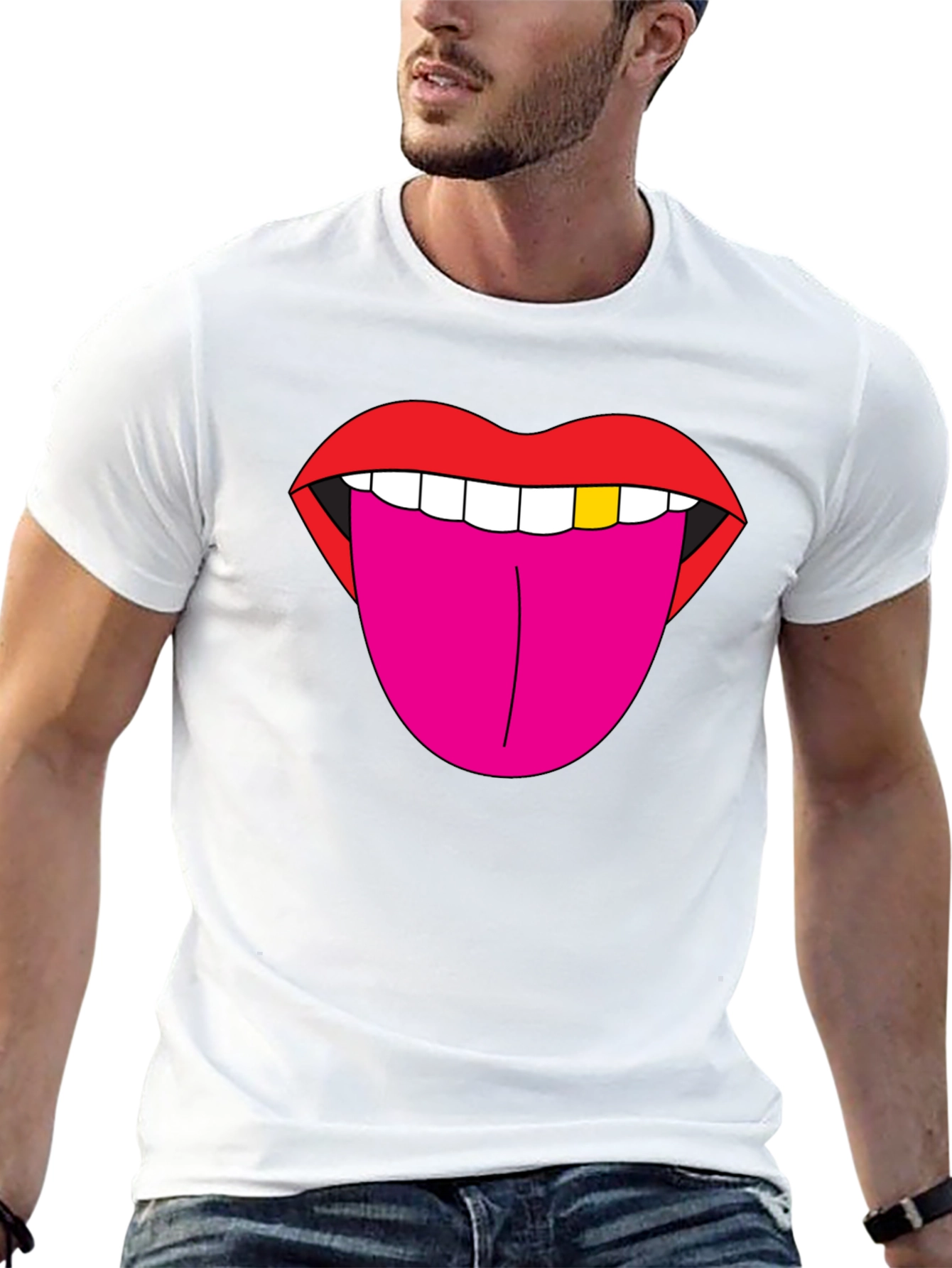 Lips & Tongue Graphic Tee - Bold Black T-Shirt