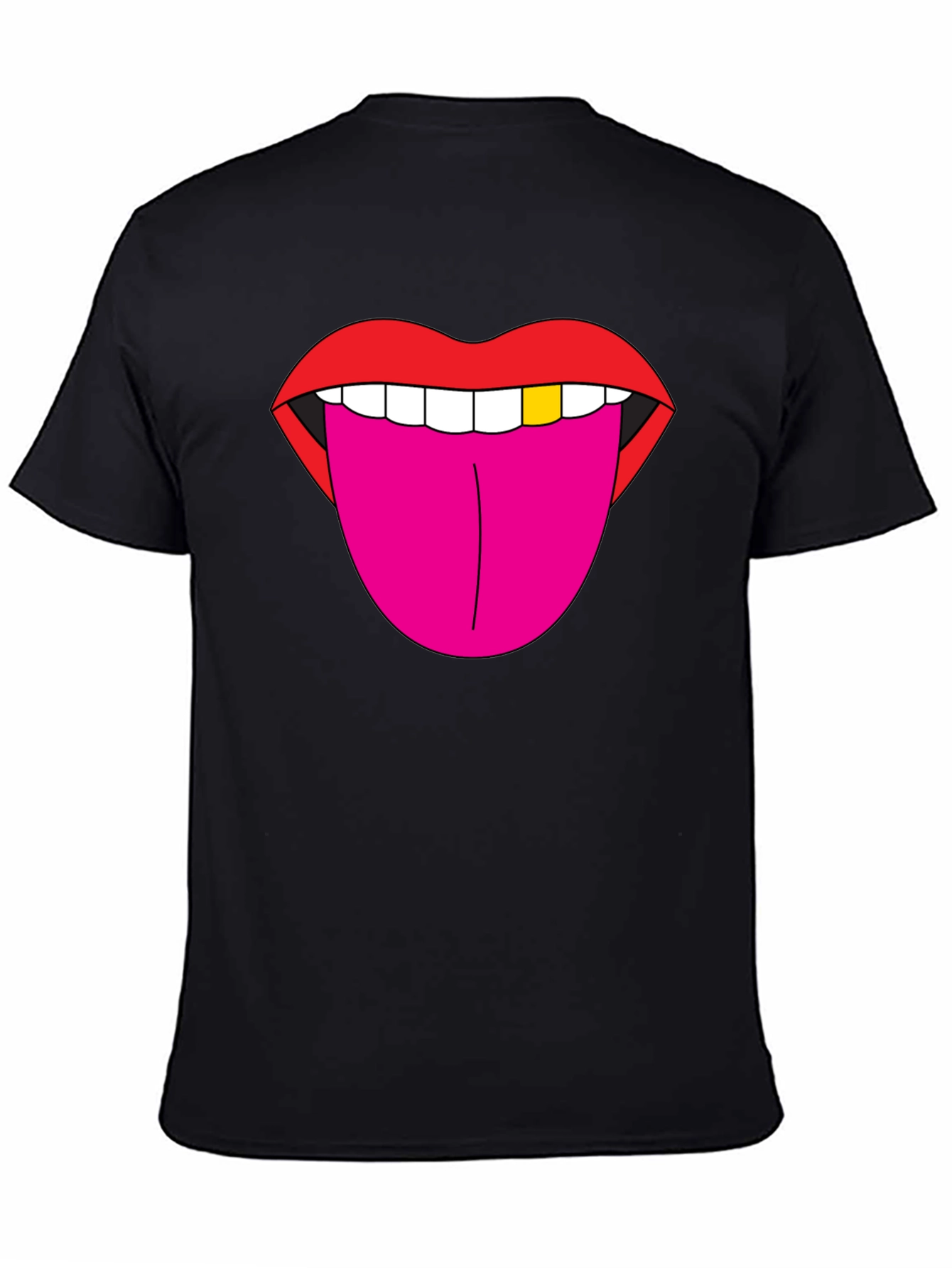 Lips & Tongue Graphic Tee - Bold Black T-Shirt