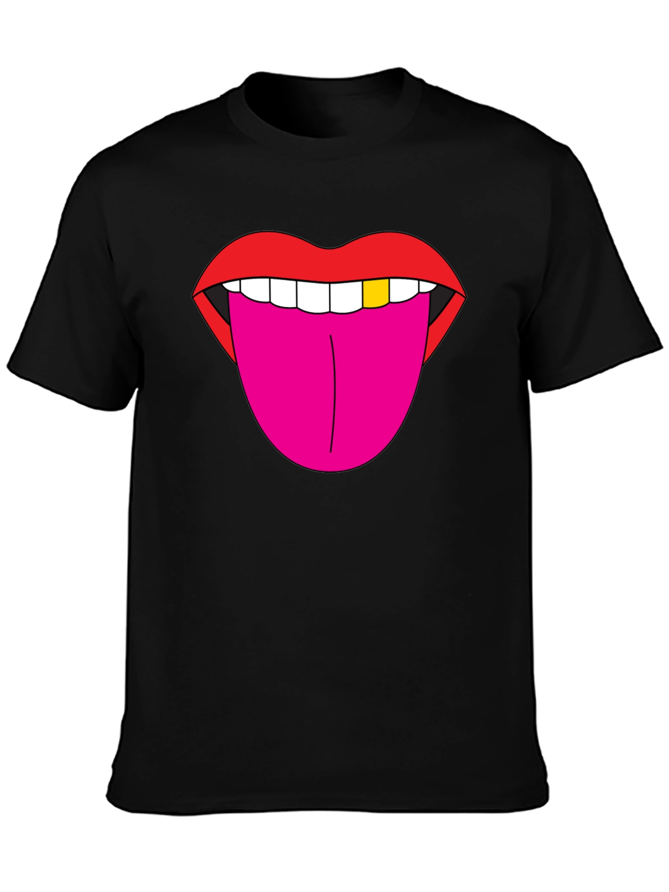 Lips & Tongue Graphic Tee - Bold Black T-Shirt