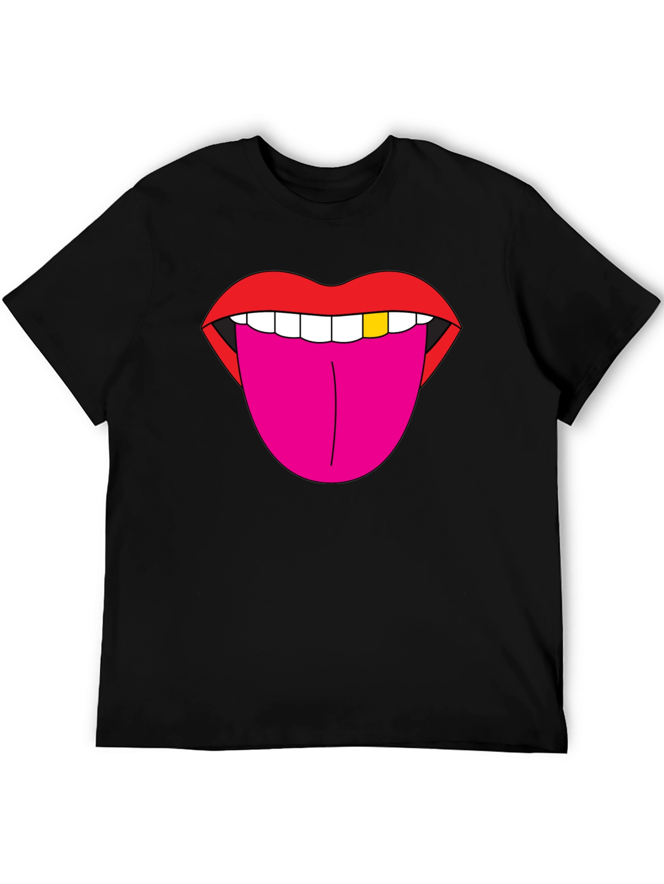 Lips & Tongue Graphic Tee - Bold Black T-Shirt
