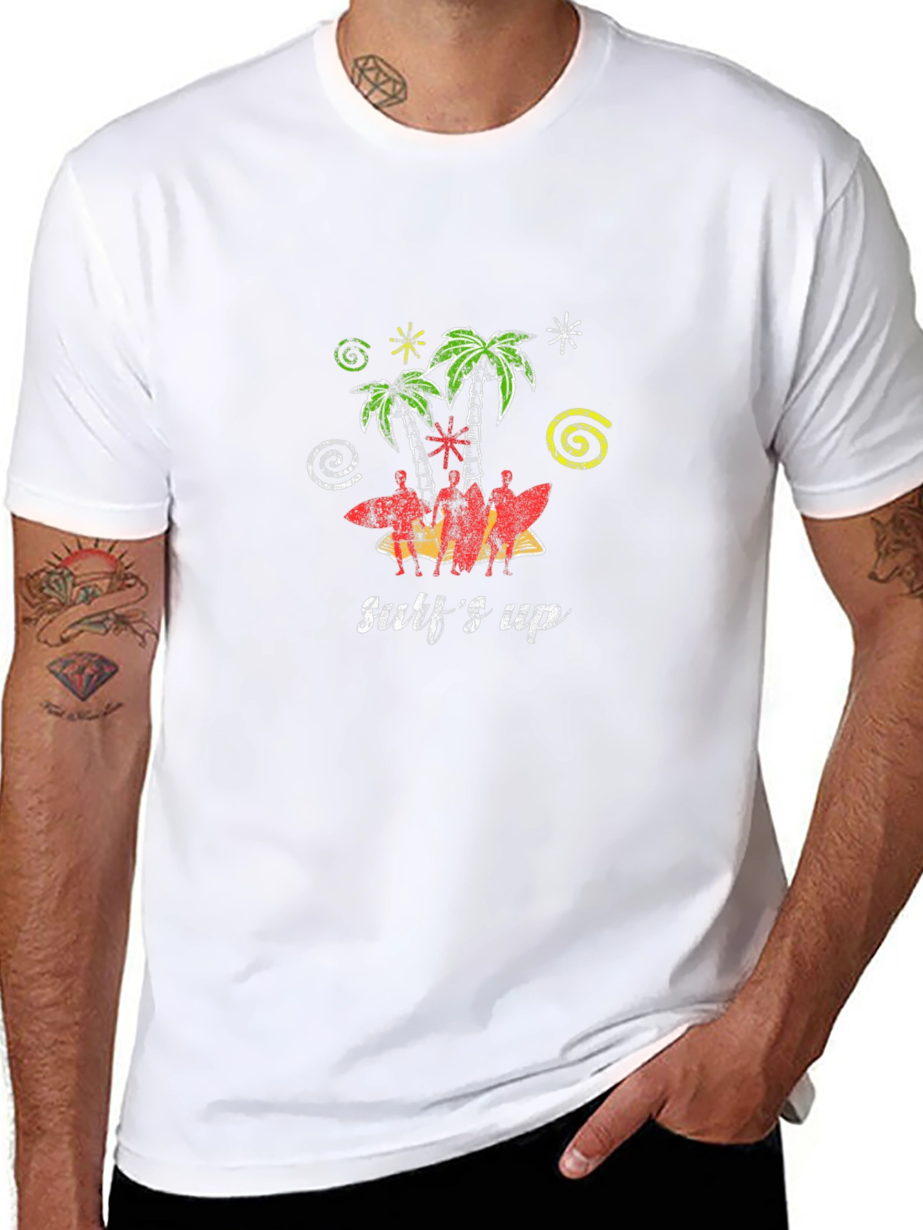 Surfs Up Black T-Shirt - Tropical Vibe