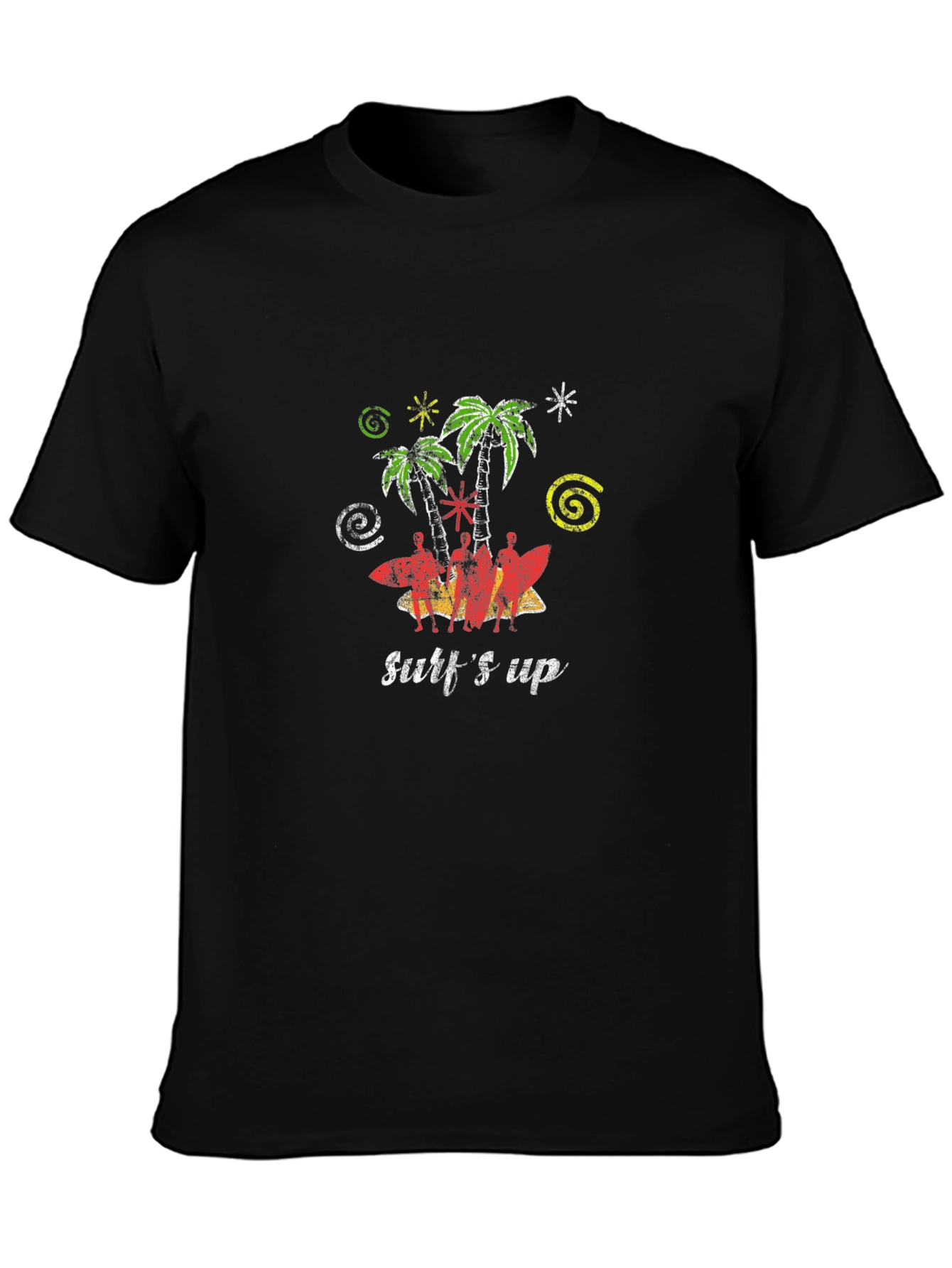 Surfs Up Black T-Shirt - Tropical Vibe