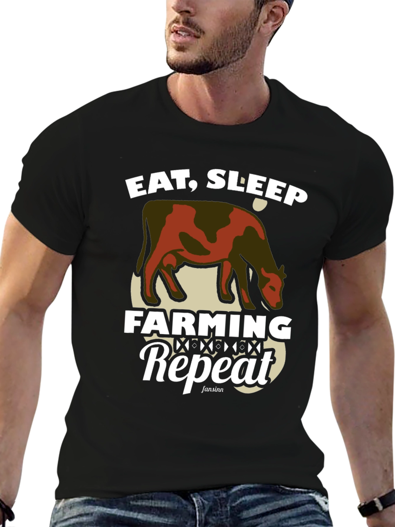 Eat Sleep Farming Repeat Graphic Tee