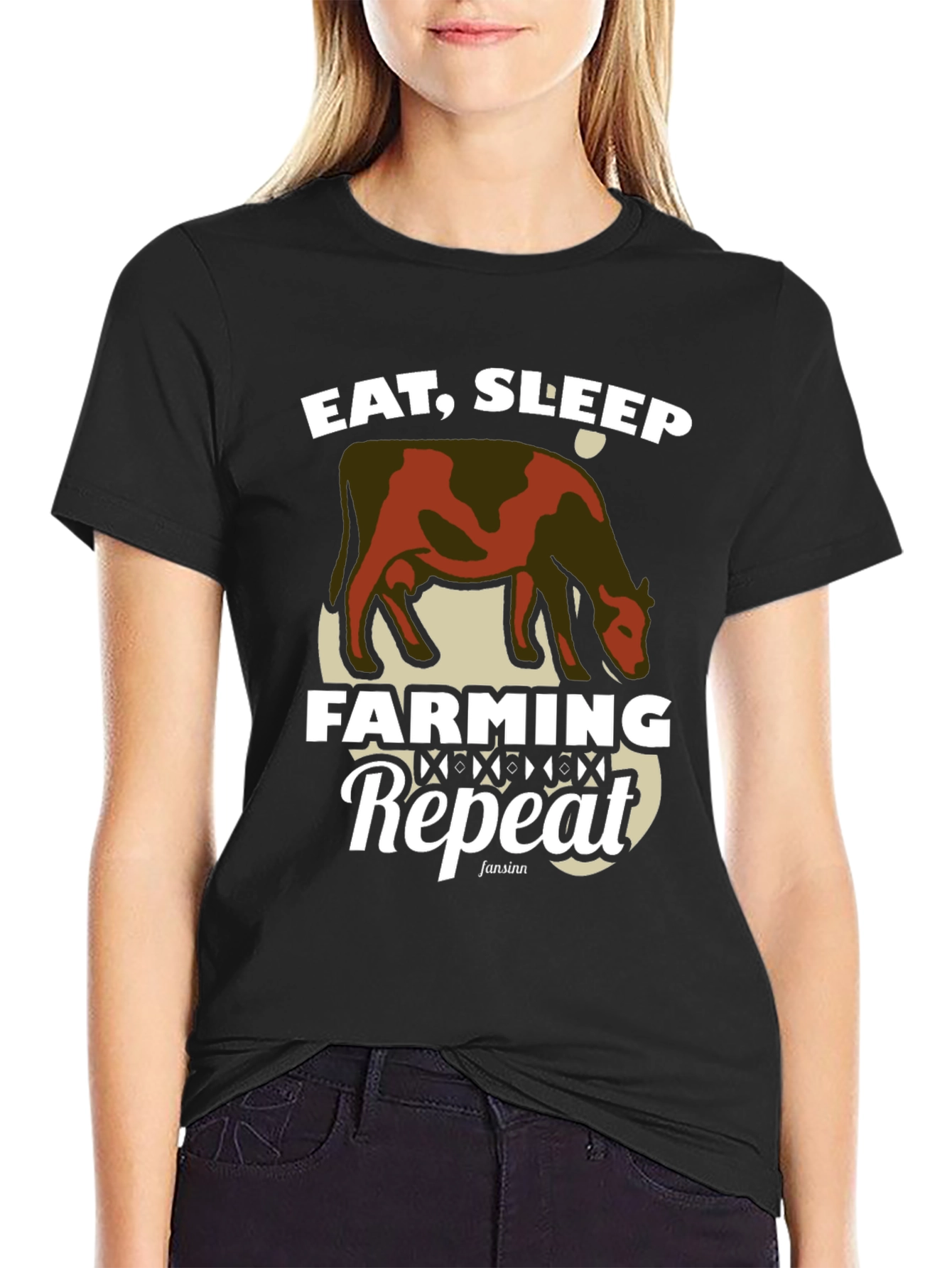 Eat Sleep Farming Repeat Graphic Tee