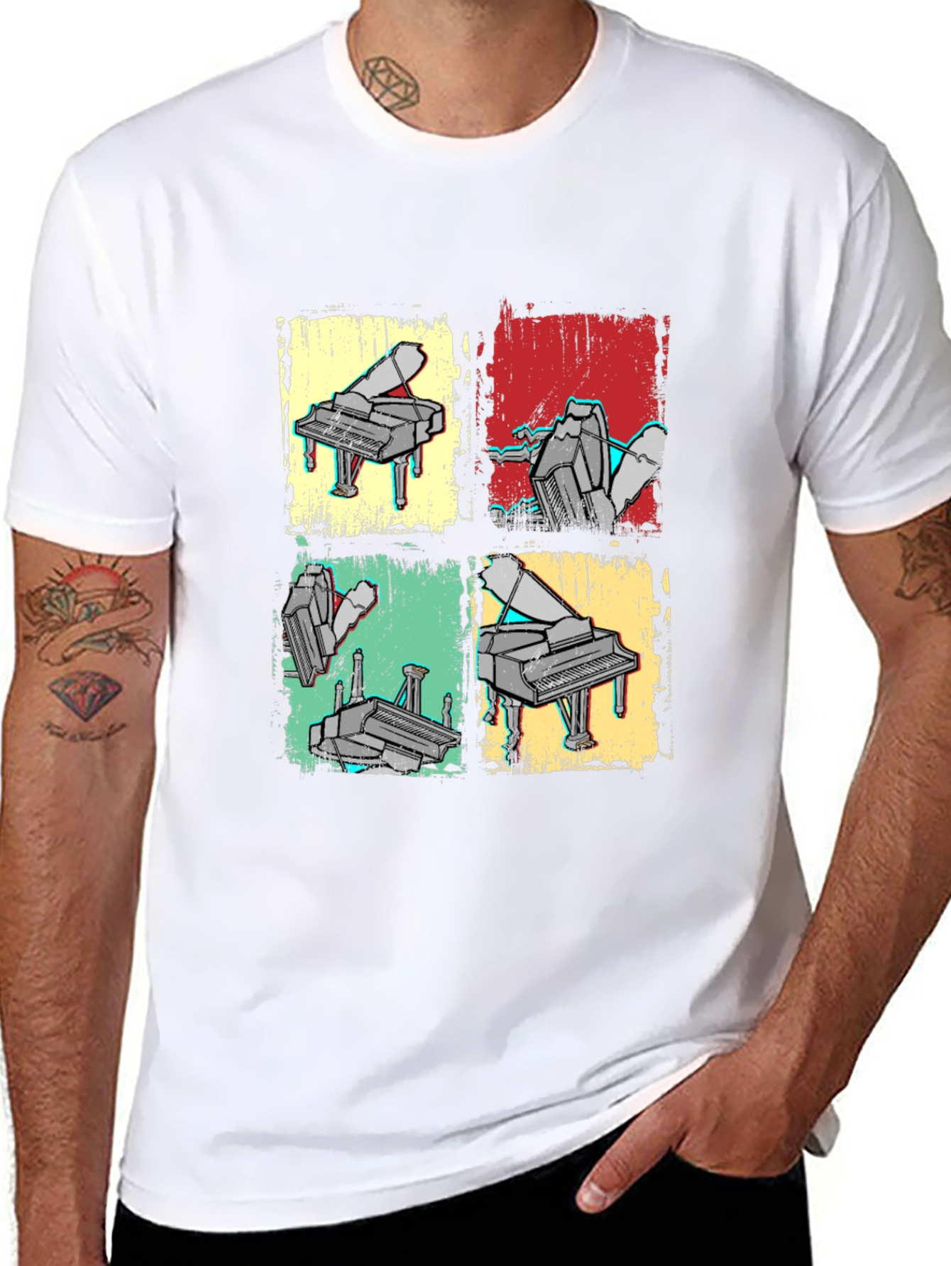Retro Piano Art T-Shirt - Musical Graphic Tee