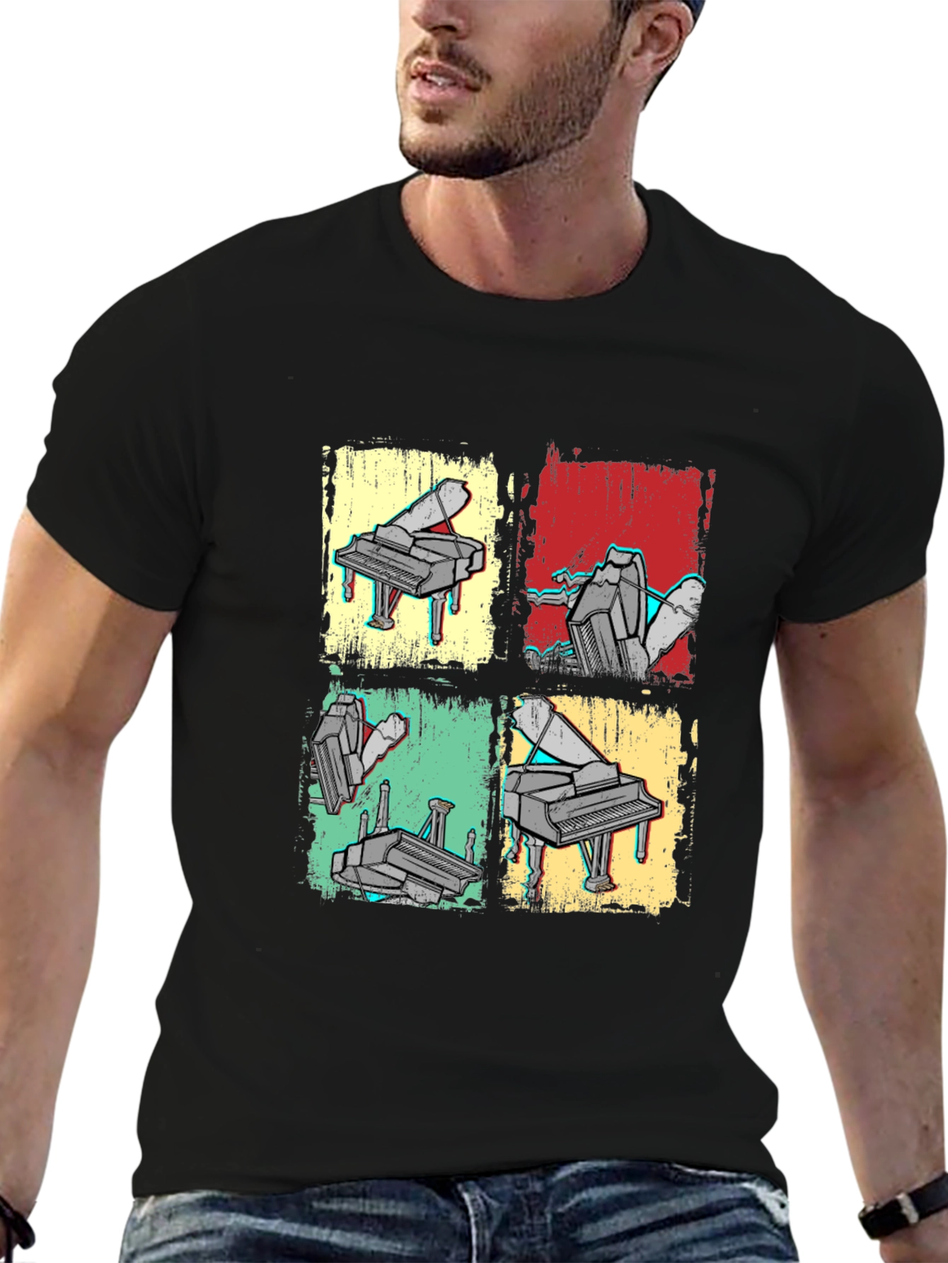 Retro Piano Art T-Shirt - Musical Graphic Tee