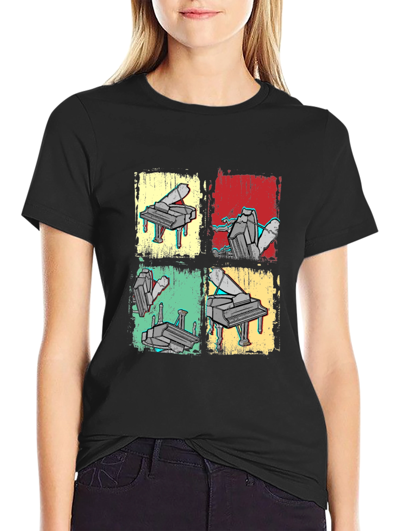 Retro Piano Art T-Shirt - Musical Graphic Tee